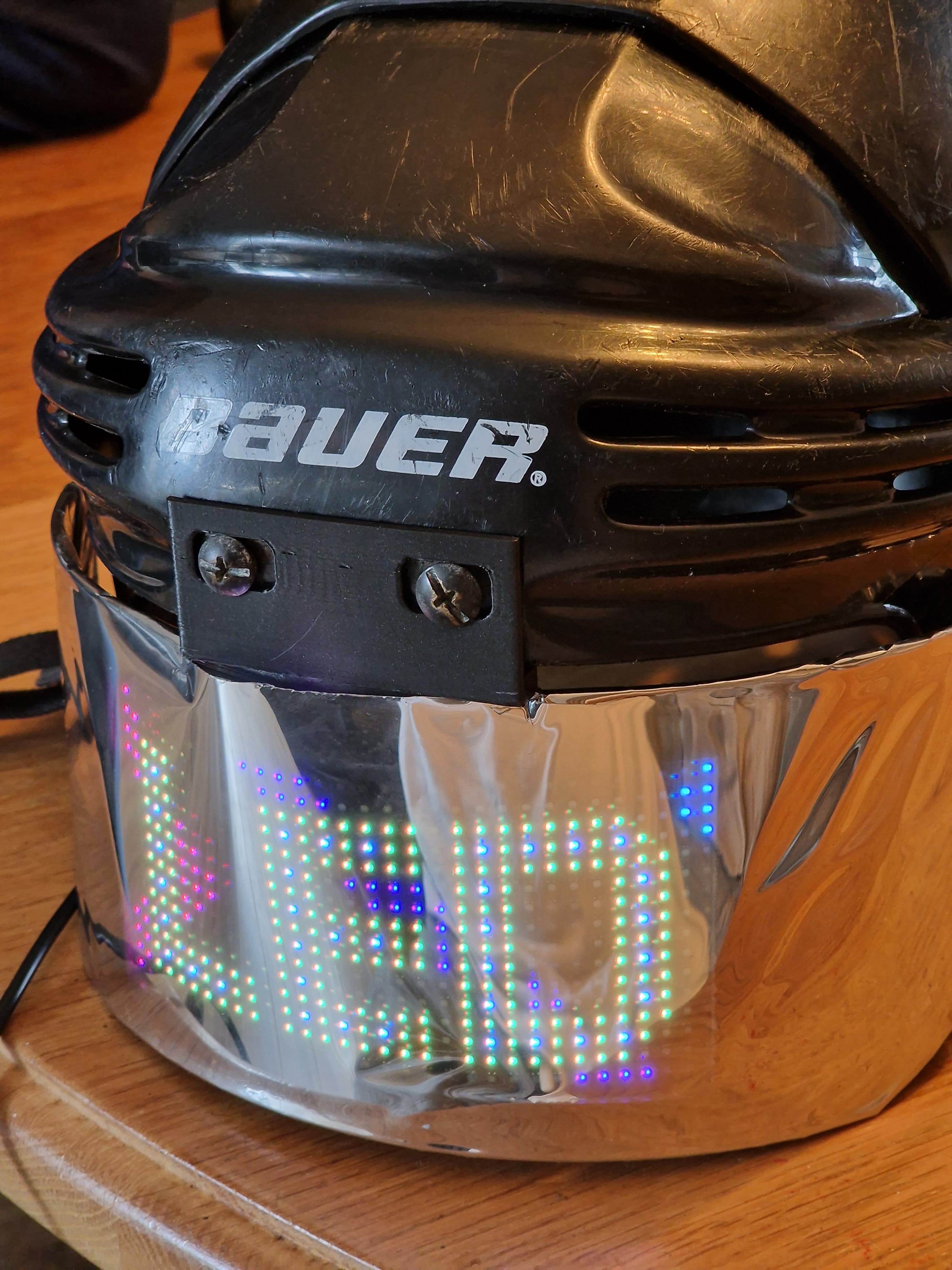 Senior helmet sized Bauer LED RGB matrix visor