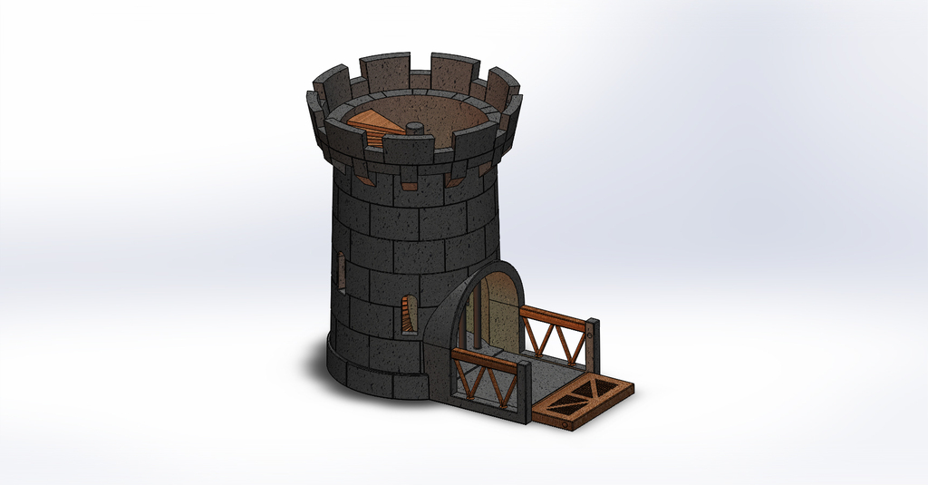 Castle dice tower with moveable gate