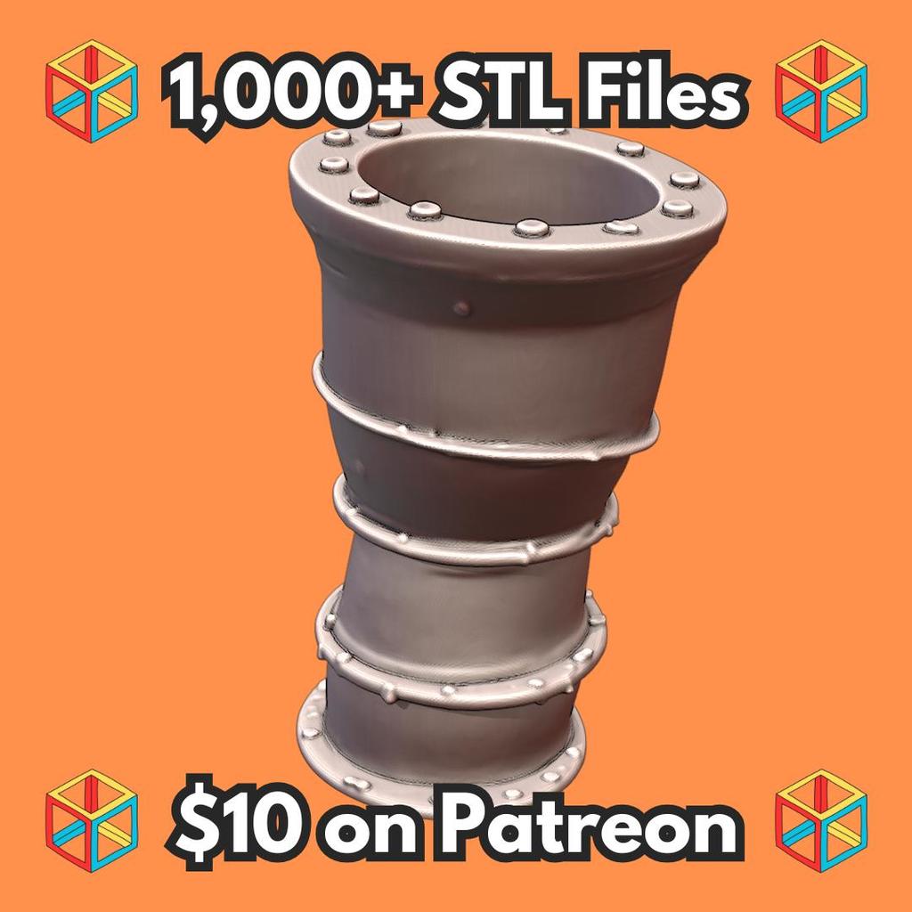 28mm Sci-Fi Industrial Pipe for Terrain Building MineeForm FDM 3D Print STL File