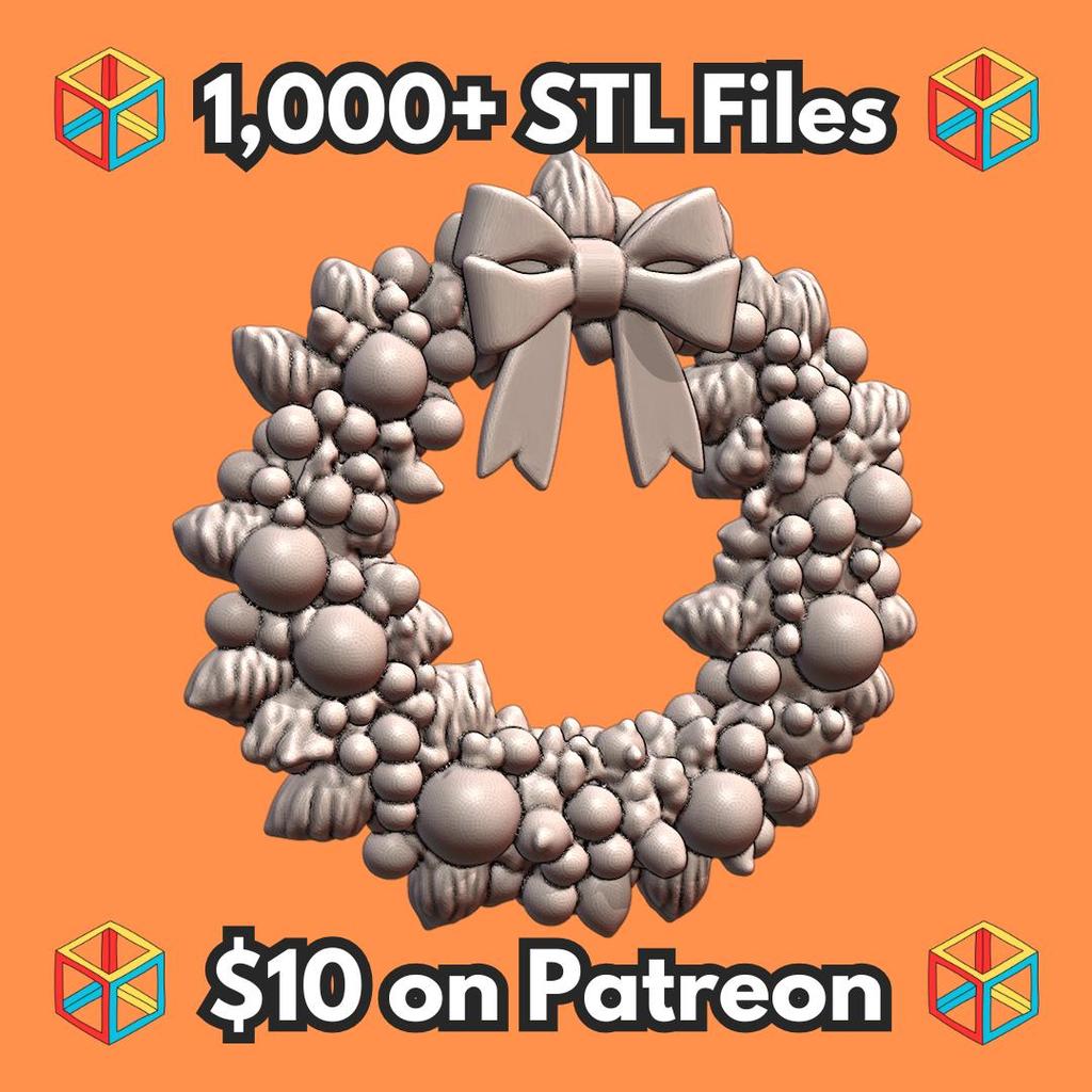 Holiday Christmas Decor Festive Wreath with Bow Ornament MineeForm FDM 3D Print STL File