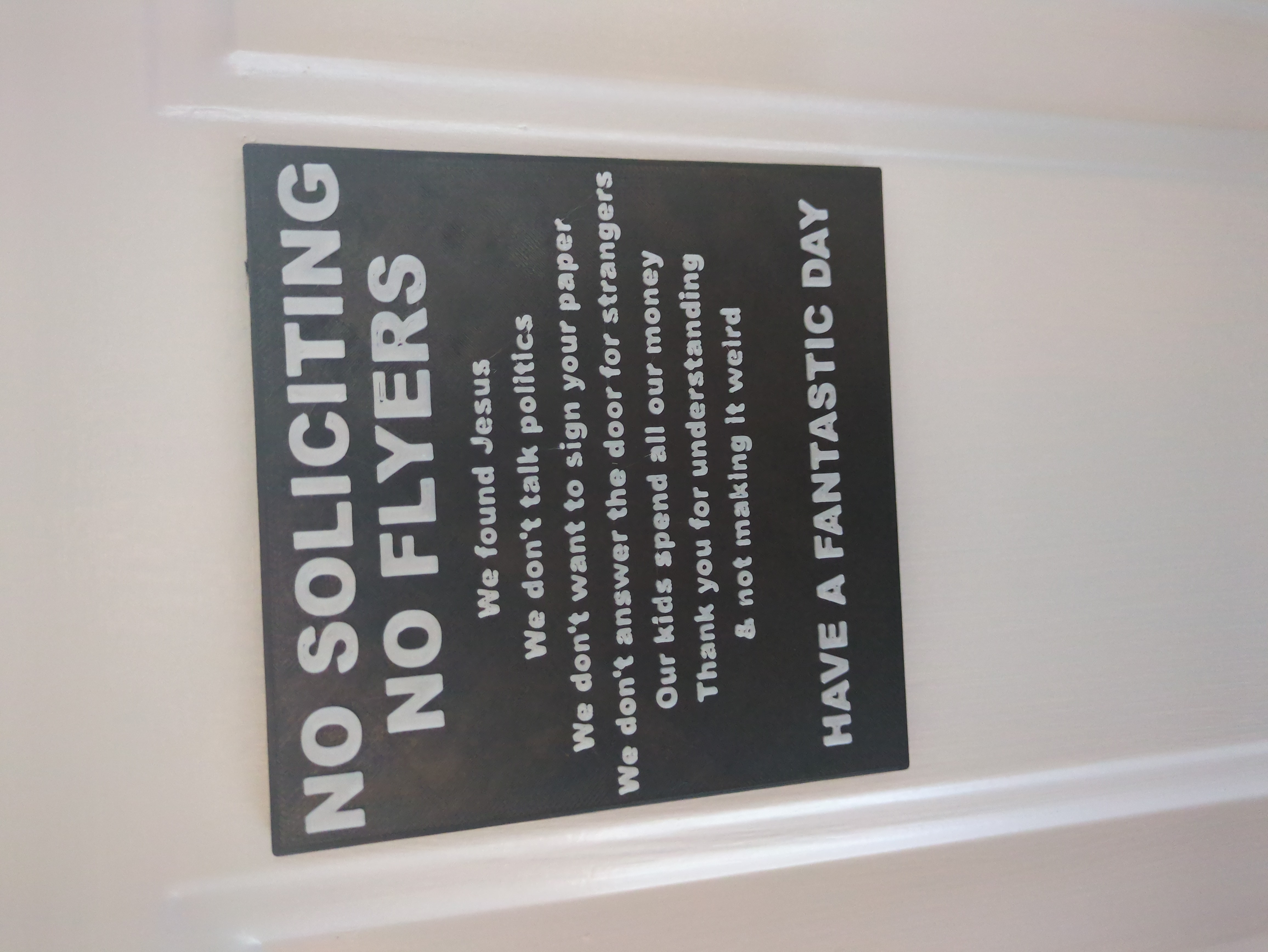 No Soliciting Sign - Magnetic, Hangable & Ground Stake Versions
