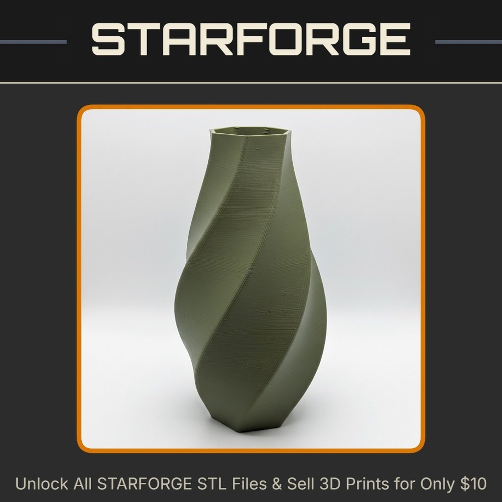 Sculptural Twisted Hexagonal Planter for Contemporary Decor Vase Mode StarForge Kits 3D Print STL File