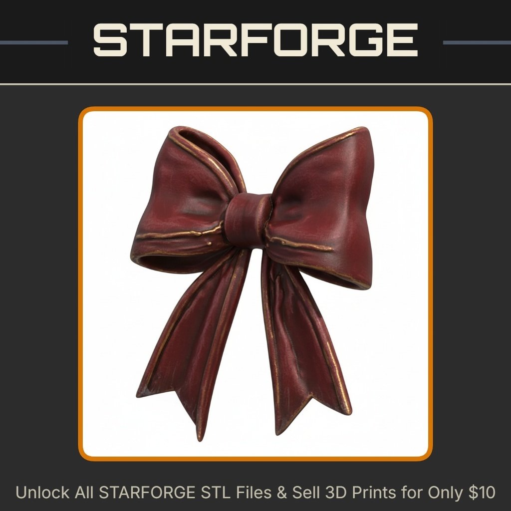 Holiday Decor Festive Bow Ornament for Christmas Display StarForge Kits 3D Print STL File