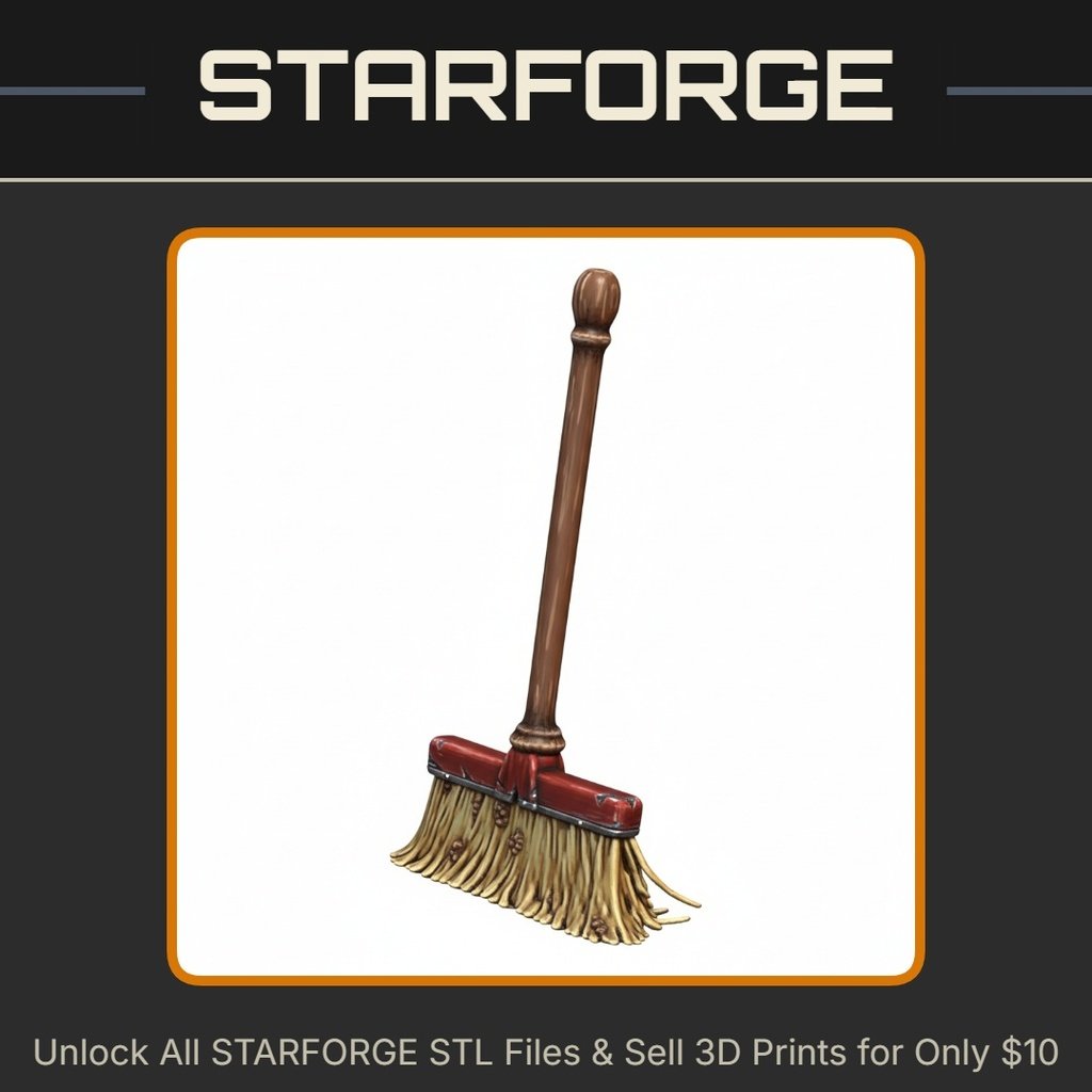 28mm DND Utility Broom for Inn and Tavern Decor StarForge Kits 3D Print STL File