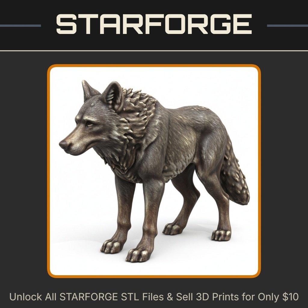 28mm DND Agile Majestic Forest Wolf Fantasy Miniature StarForge Kits 3D Print STL File