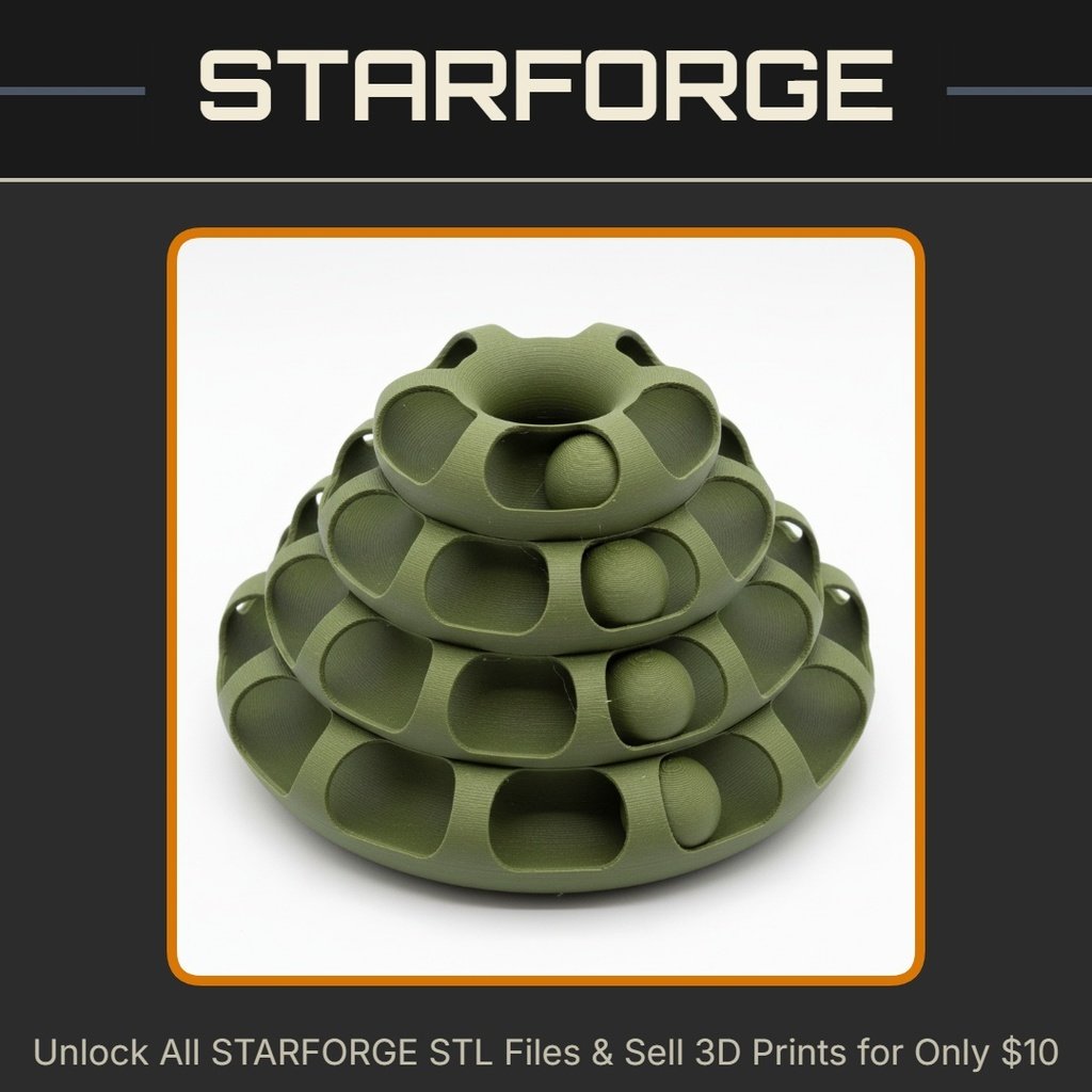 Cat Ring Toy with Rolling Ball Inside Tube Track StarForge Kits 3D Print STL File