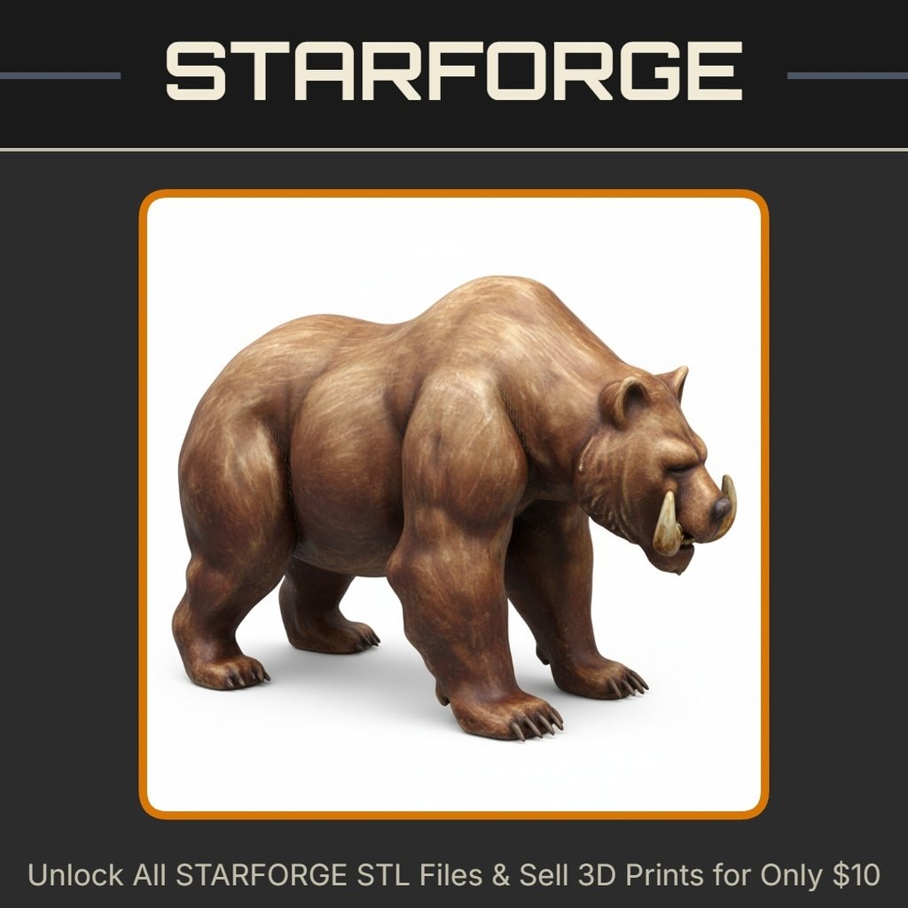 28mm Sci-Fi Beastly War Bear Miniature for DND Expeditions StarForge Kits 3D Print STL File