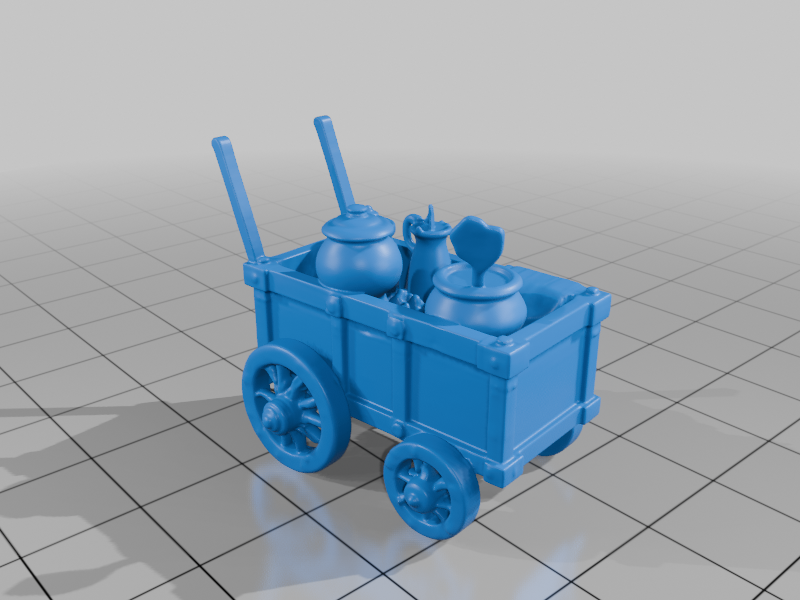 28mm DND Food Vendor Merchant Cart for Fantasy Marketplace StarForge Kits 3D Print STL File