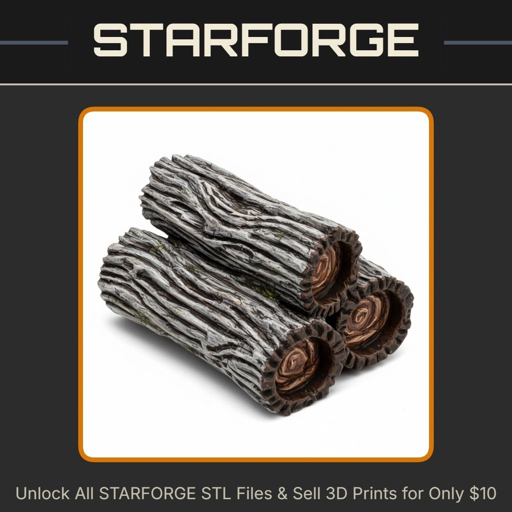 28mm DND Wooden Log Fantasy Terrain Miniature for Tabletop Gaming StarForge Kits 3D Print STL File