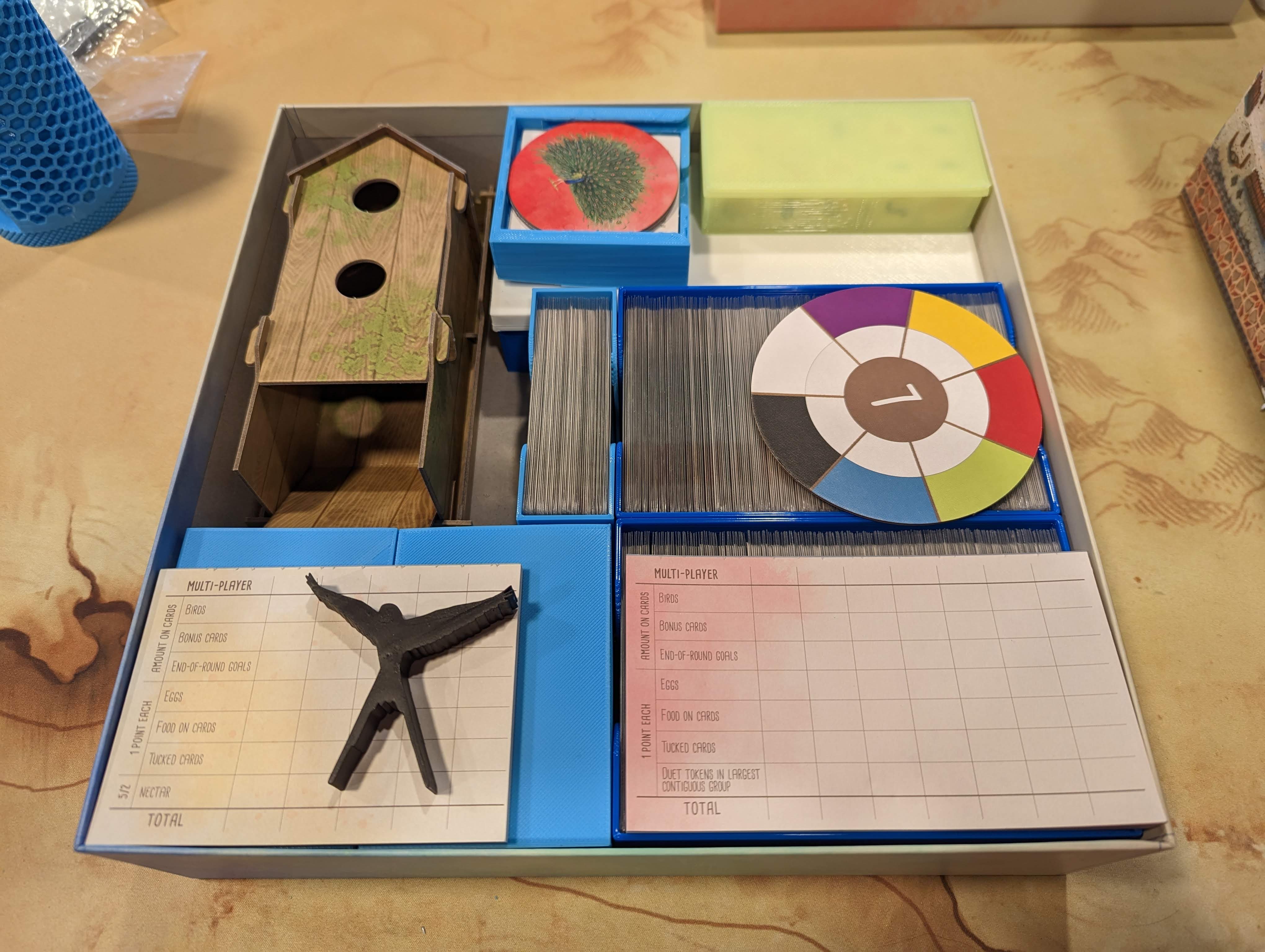 Wingspan Box insert for core, European, Oceania, and Asia expansions - sleeved cards (2 boxes, 3rd for automa)