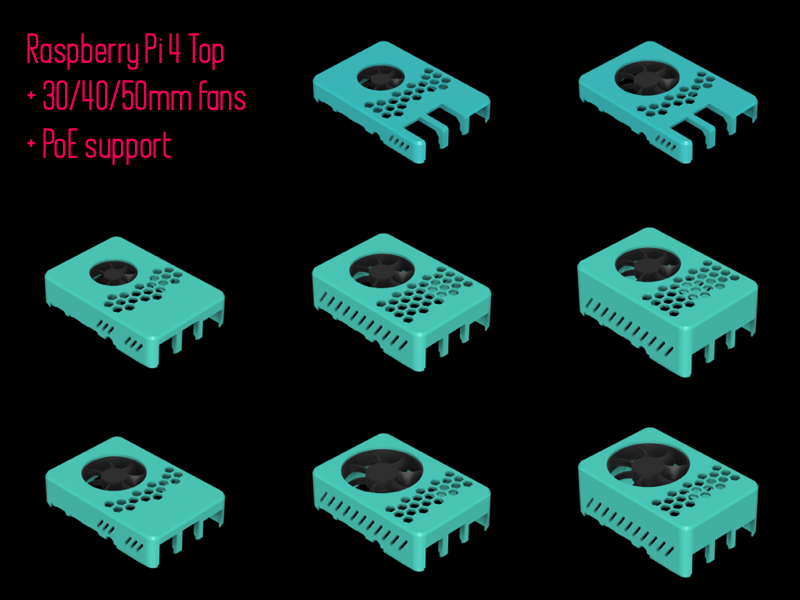 Hazi's Raspberry Pi 4 Case Lid + Ez Fan Mount / PoE-Hat Support