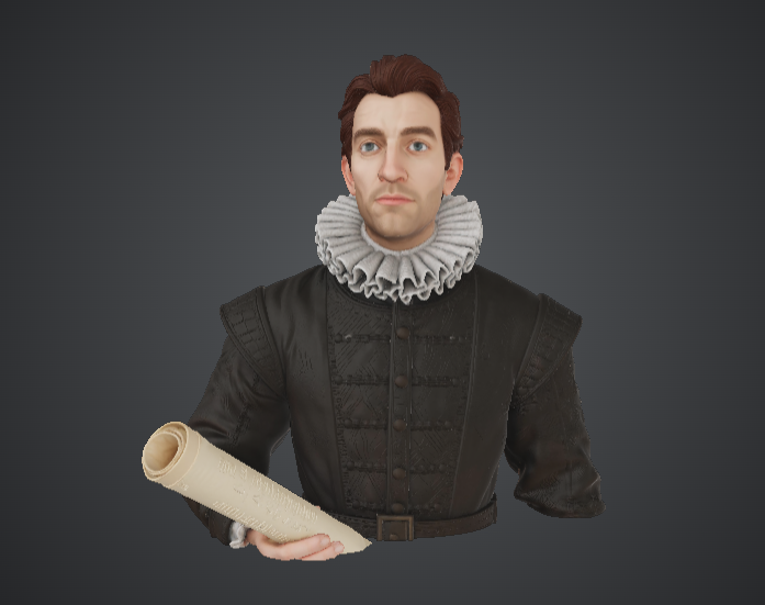 Renaissance Scholar Bust – Historical Philosopher with Scroll