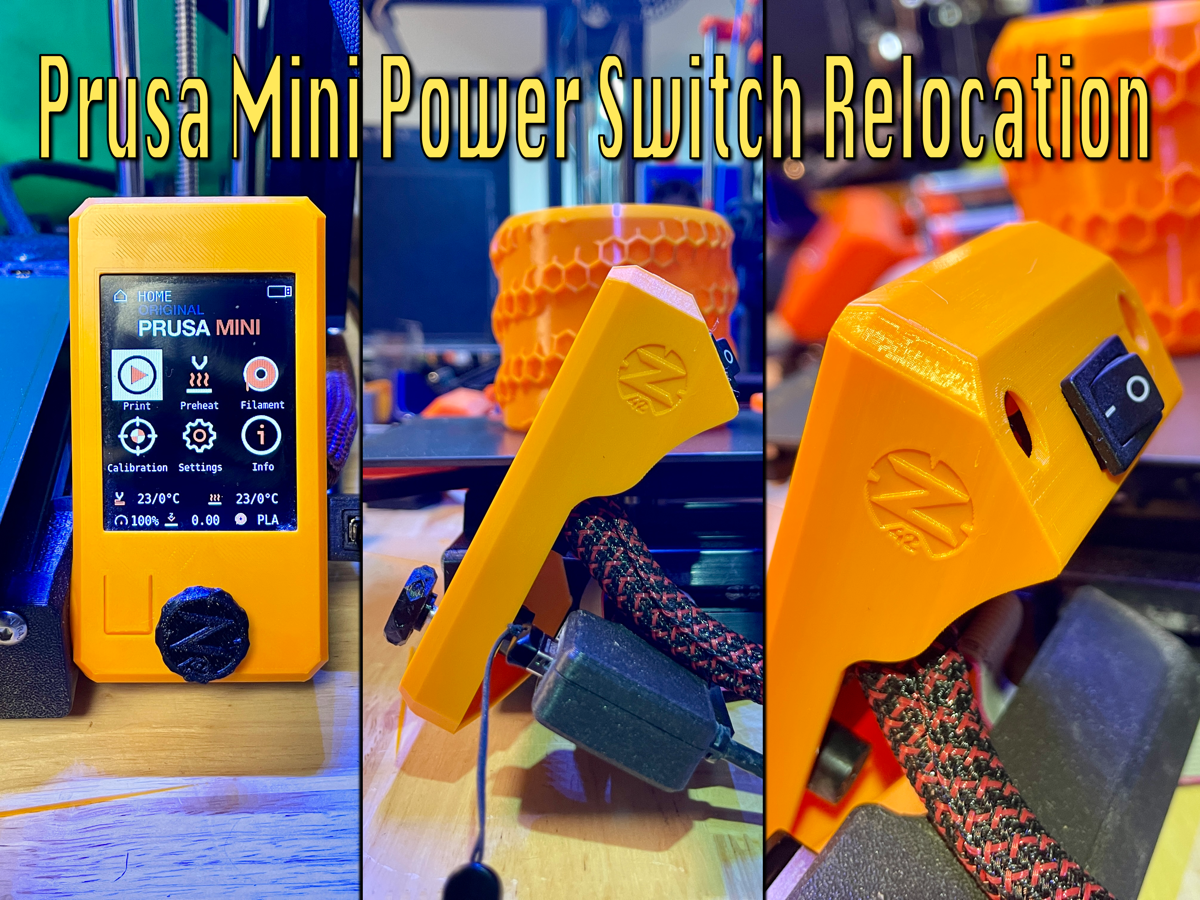 Z42 Prusa Mini Display Holder with power switch relocation