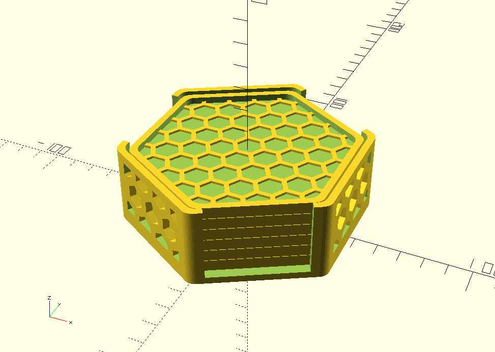 HEXA podtácky se vzorem plástve (HEXA Coaster with honeycomb pattern) - OpenSCAD parametrizable
