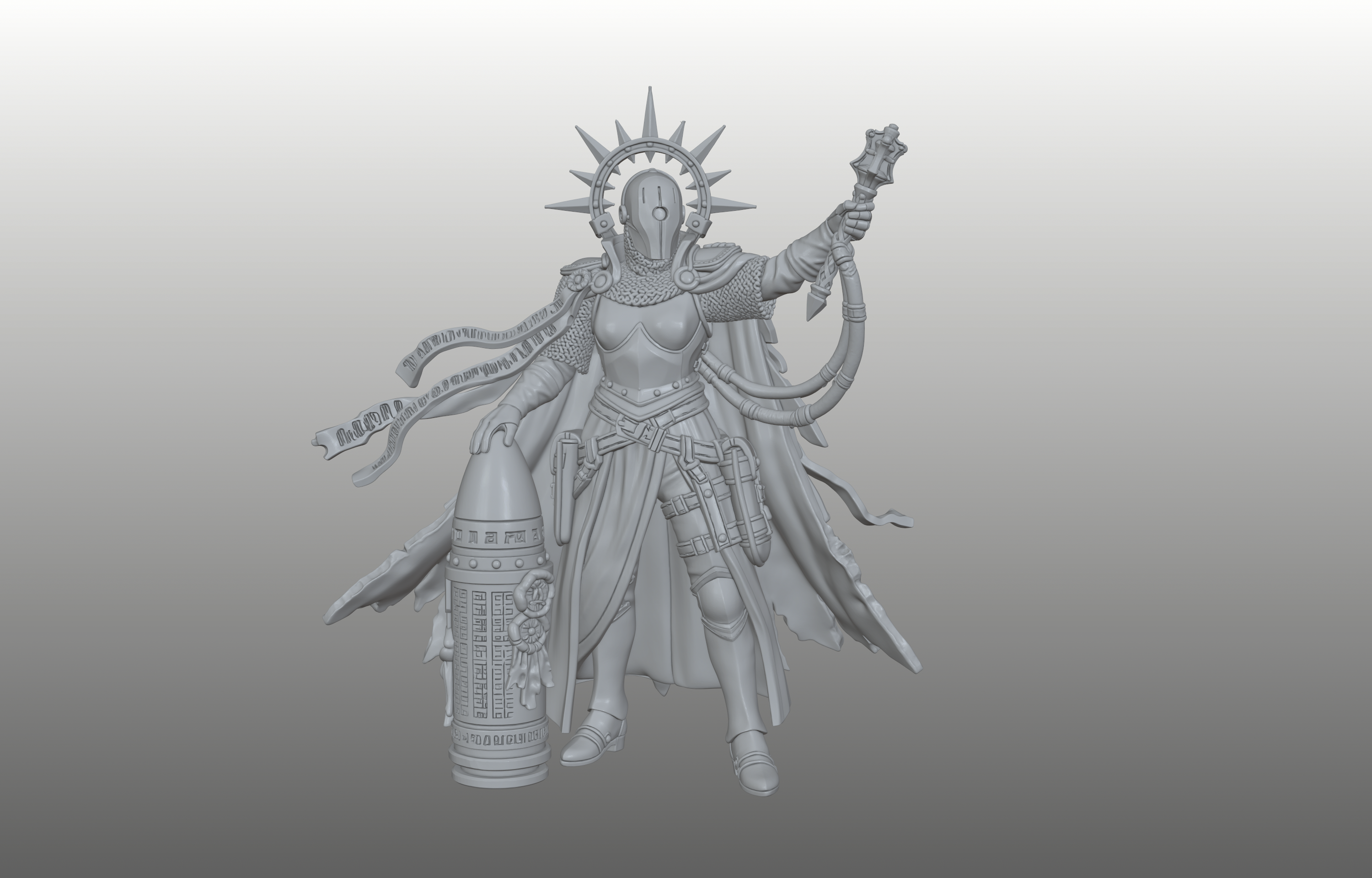 Grimdark Artillery Witch - Trench Sorceress Miniature - PRESUPPORTED