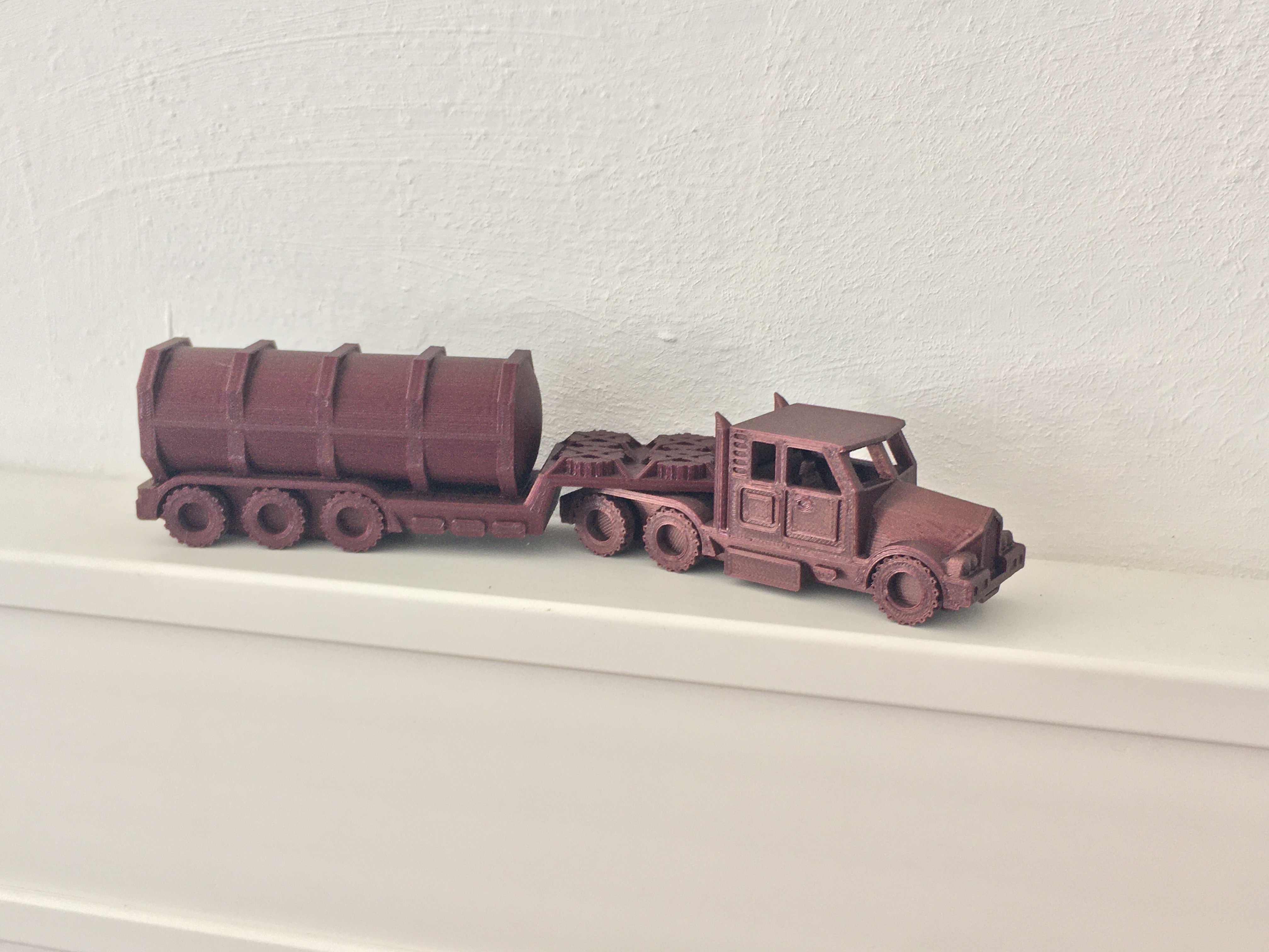Mini truck with trailer - tanker (printed in one piece without supports)