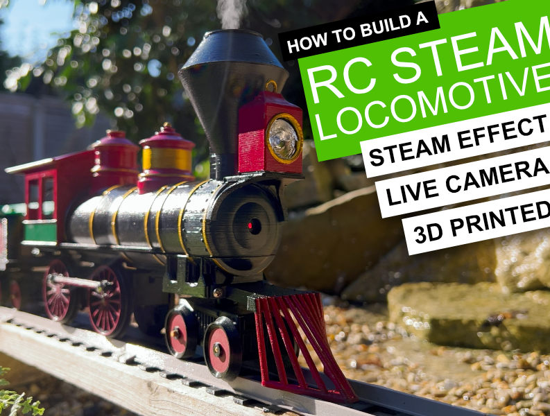 Model RC Steam Train with steam effect, live view camera and working lights. Controlled from your phone.