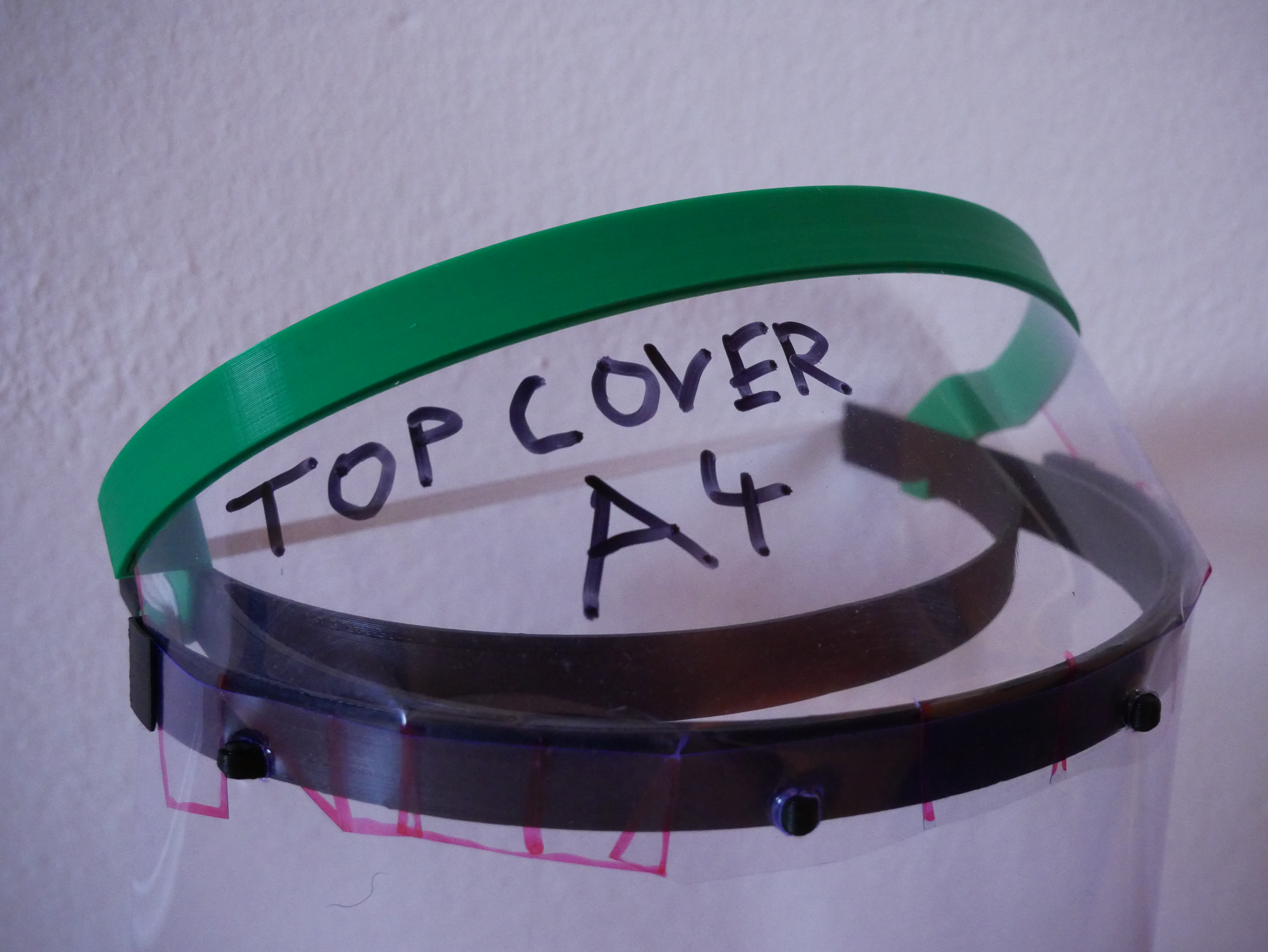 Top Cover Retrofit Splashguard for "3D Face shield - A4 binding sheet - easy punching" by Maciej I