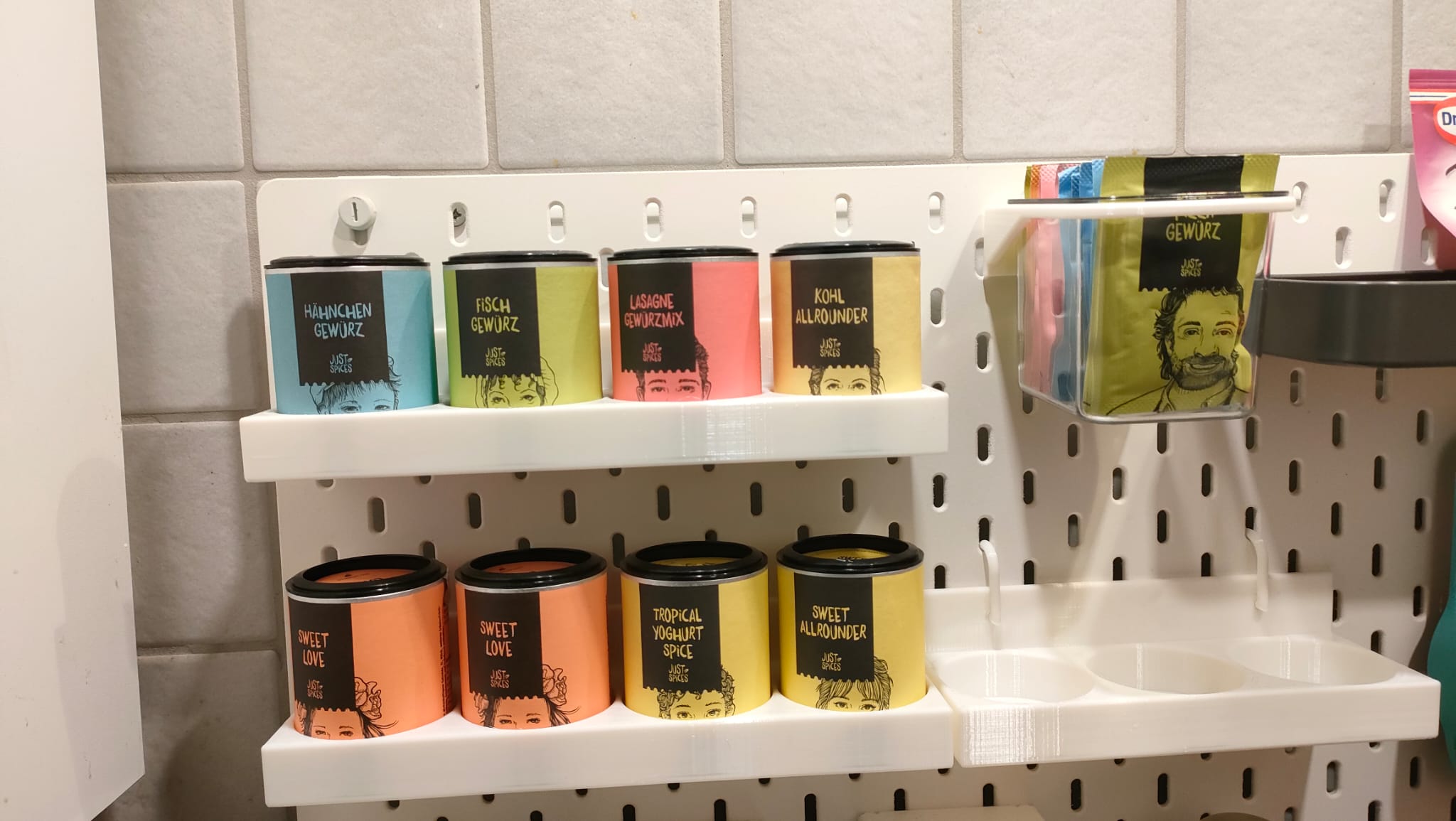 4er Gewürzregal für Ikea Skadis Lochwand