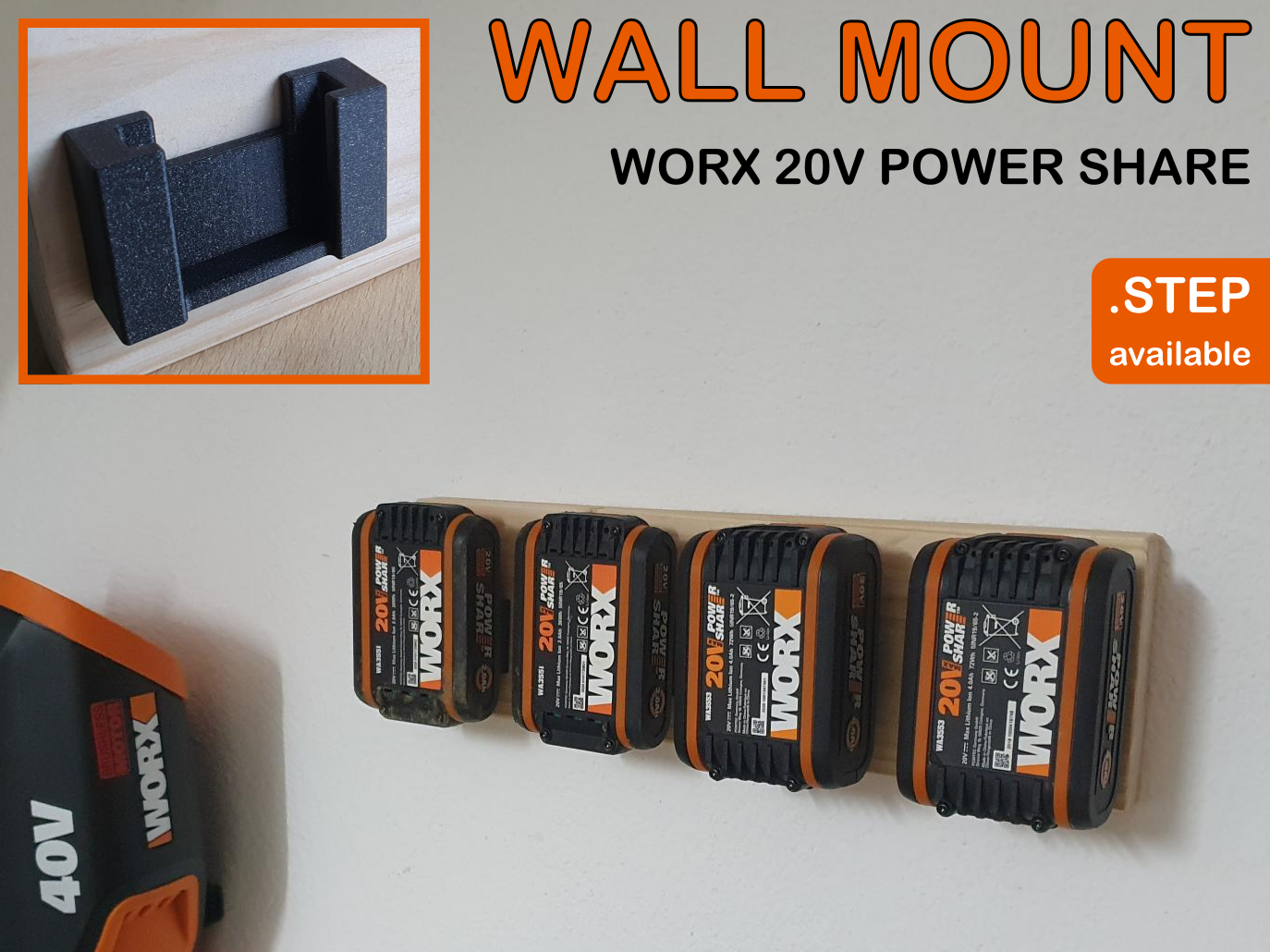 WORX 20V PowerShare wall mount
