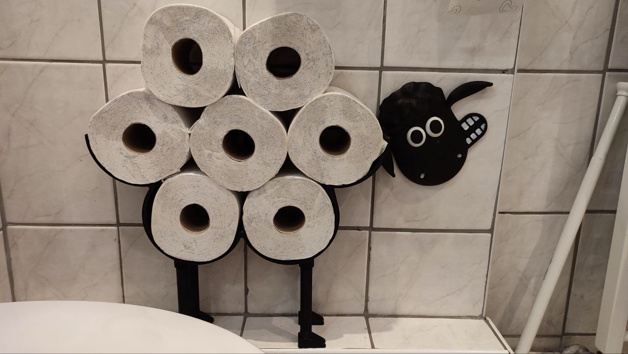 Black Sheep Shaun Toilet Paper Holder / Klopapier Halter Shaun das Schaf