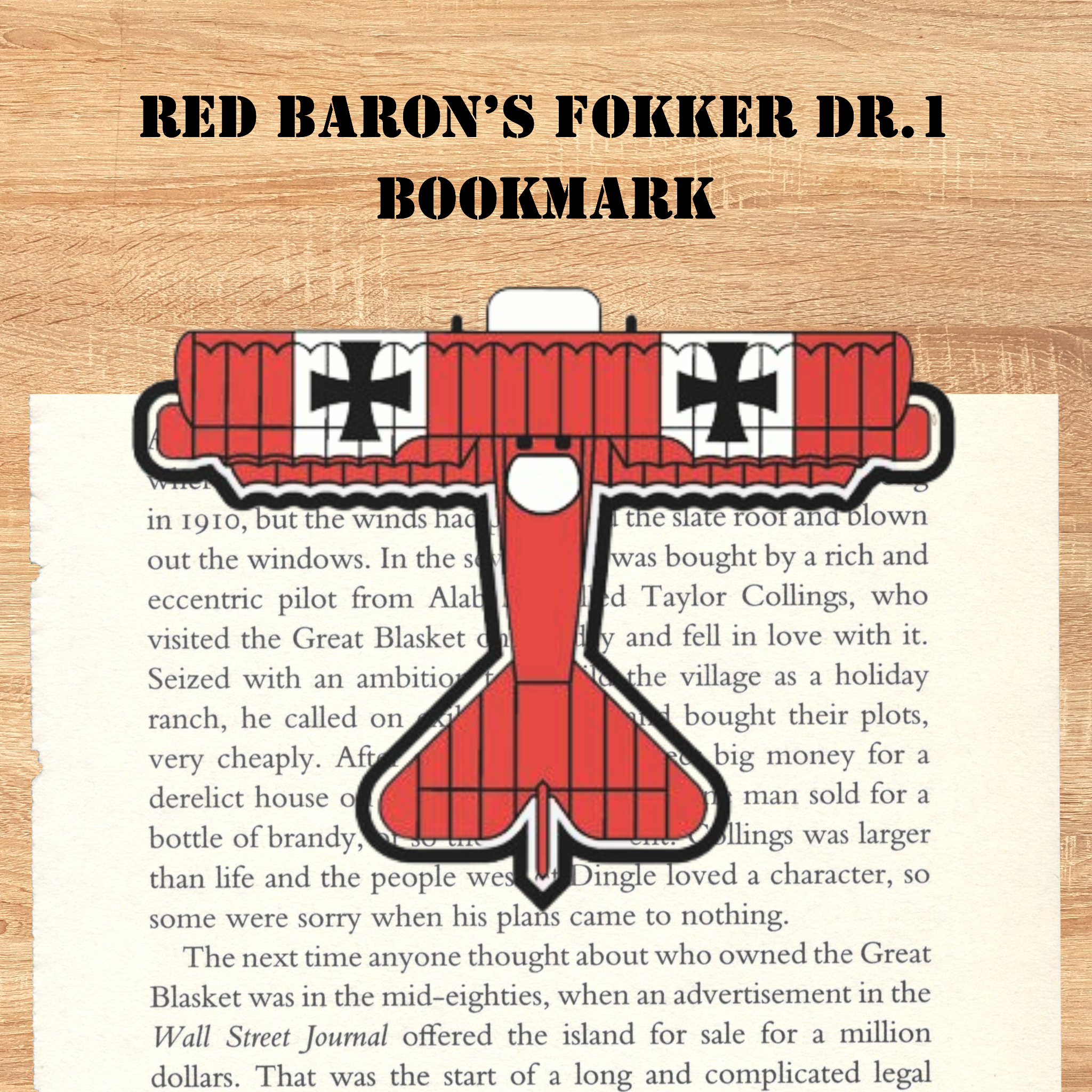Airplane bookmark - Fokker Dr1