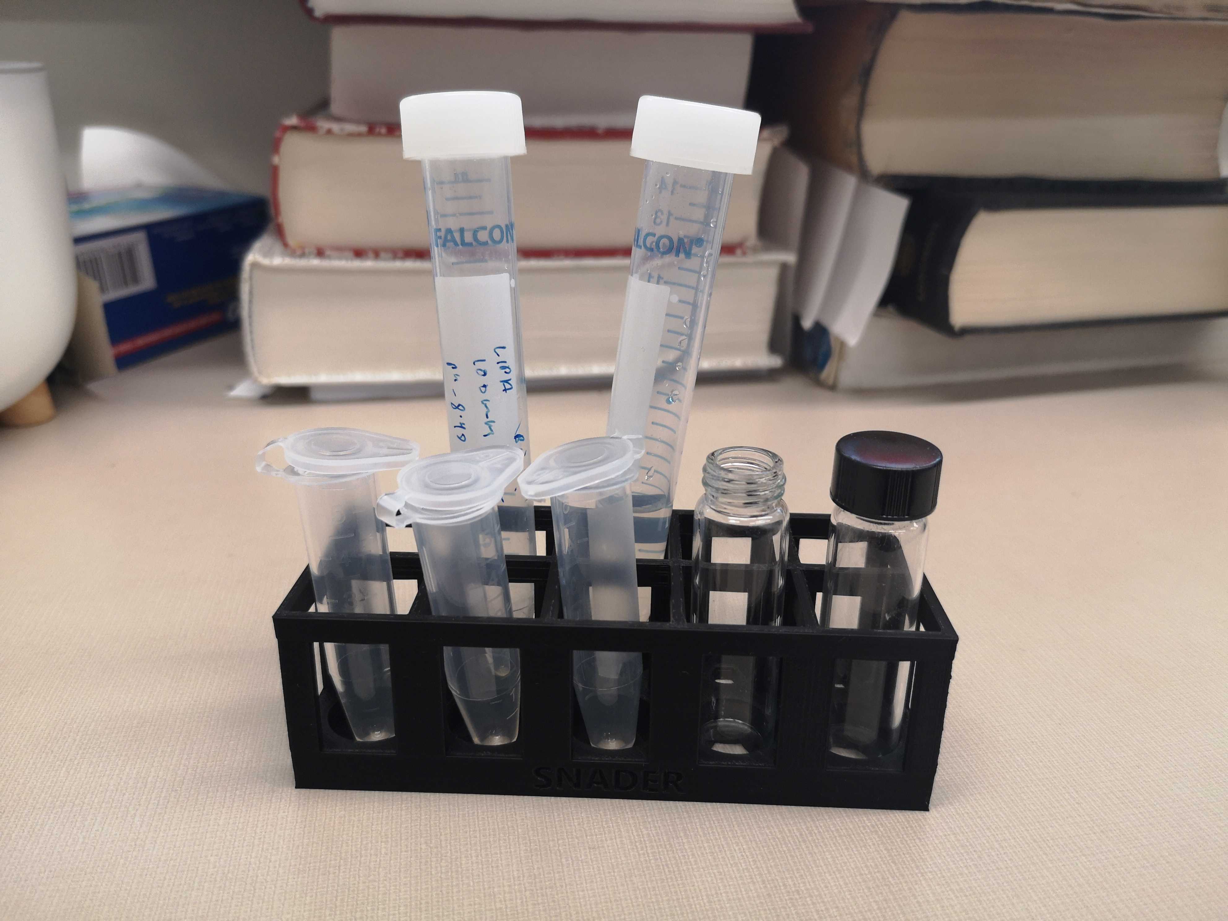 Holder for 2 drams vials, 5 mL tubes and 15 mL falcons