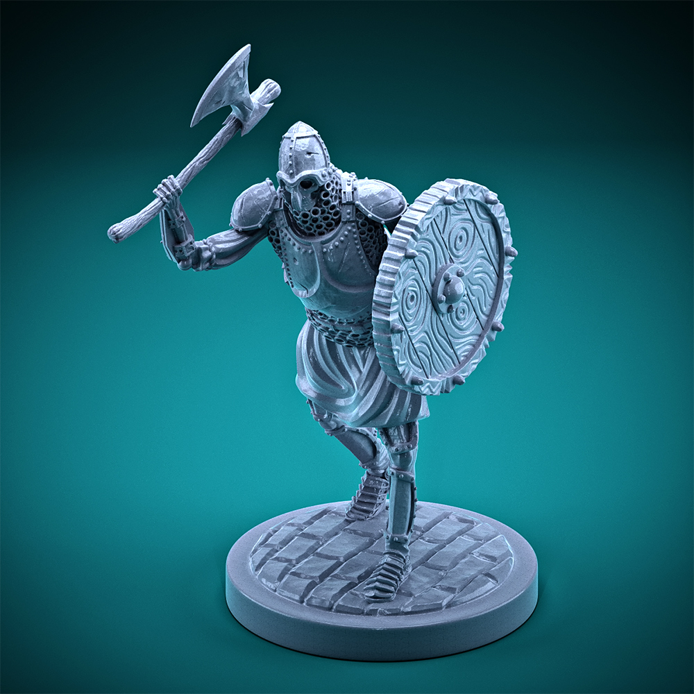 Skeleton - Heavy Infantry - Axe + Round Shield - Attacking Pose