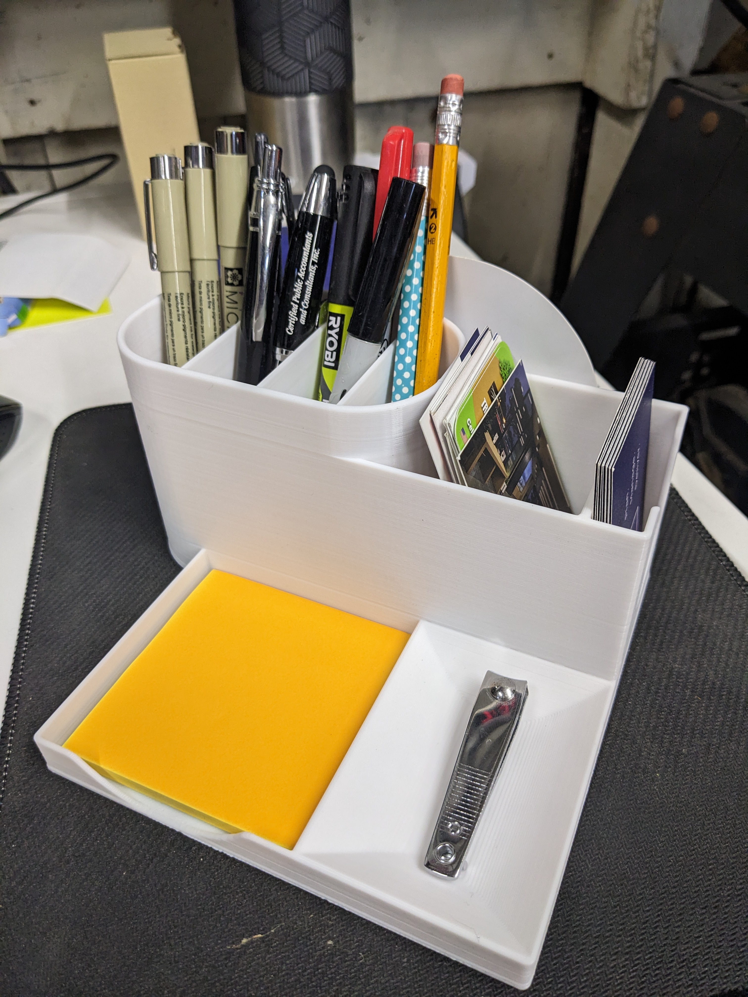 Desk Organizer with post-it, business card and field notes holder (also date wheel and steno pad versions)