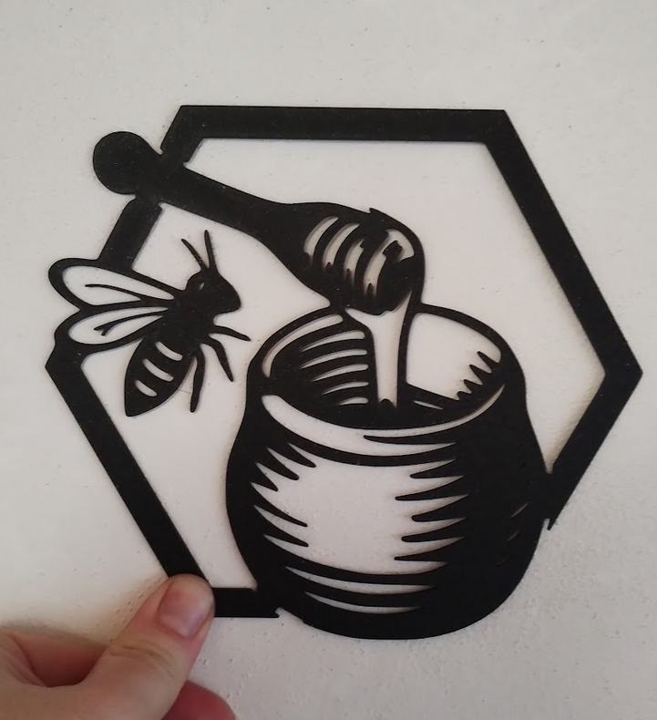 Včela s medem dekorace na zeď / Bee honey wall decoration