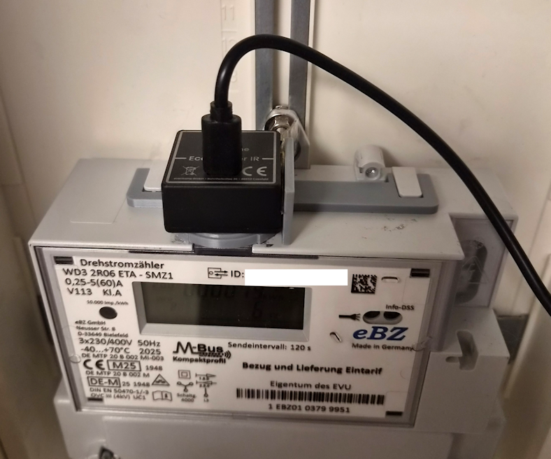 Halterung für everHome EcoTracker IR Smartmeter an eBZ Stromzähler