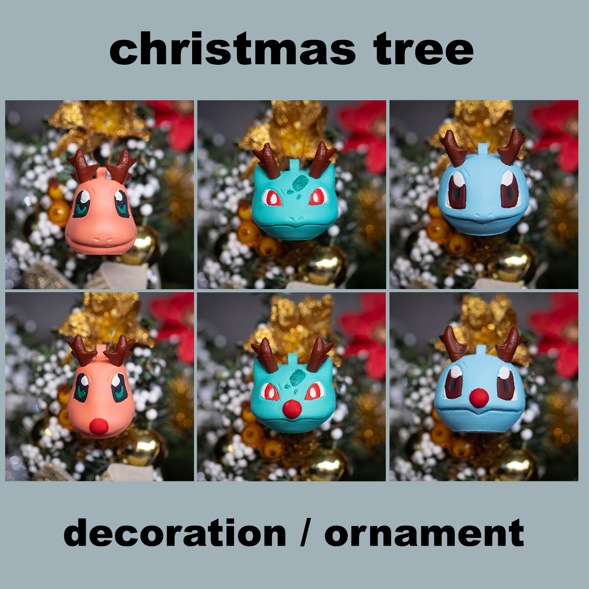 pokemon kanto starters christmas tree decor / ornament