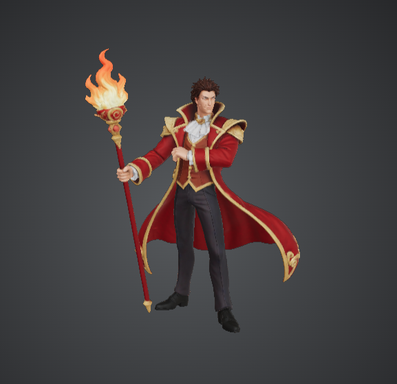 Royal Fire Mage with Flaming Staff – Noble Arcane Spellcaster