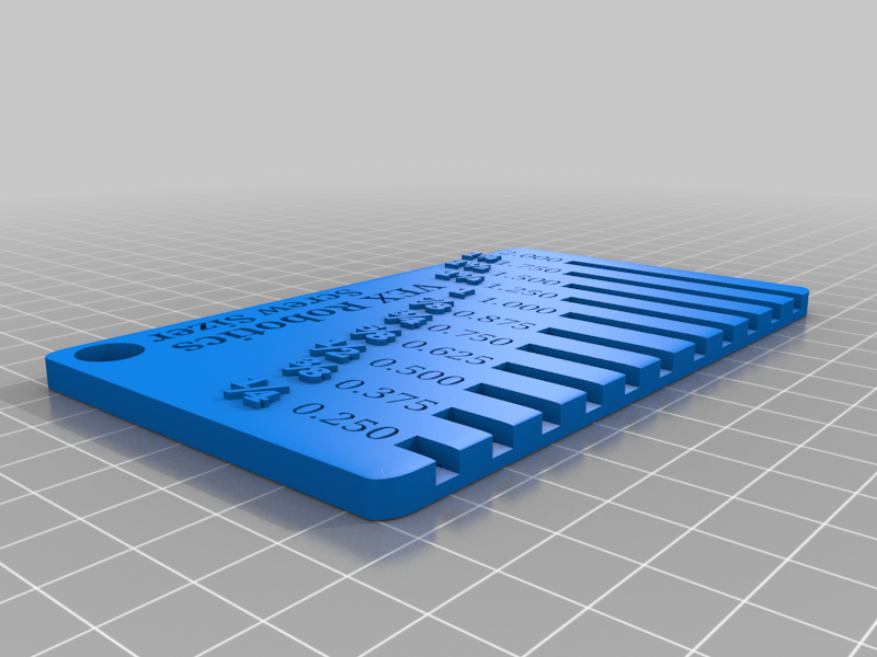 VEX Robotics Screw Sizer with Fractions