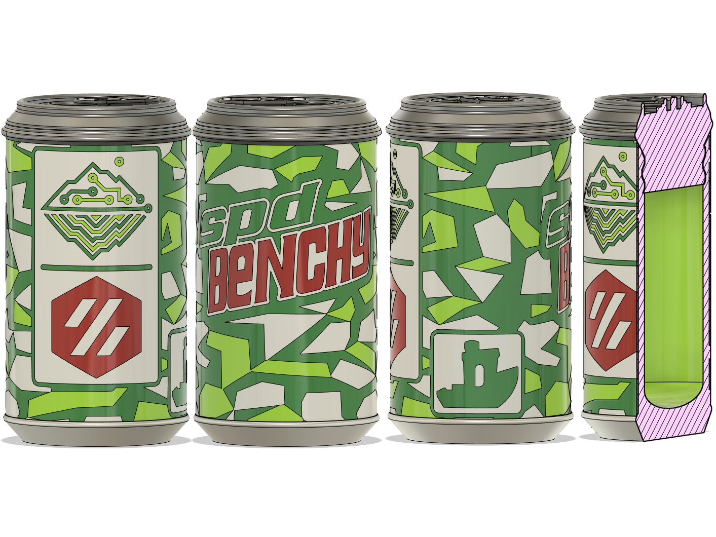 Spd Benchy - Annex Voron Mtn Dew - Stash Can / Threaded Container - Multi Color Print