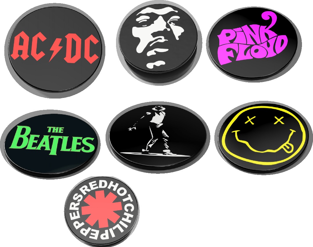 adaptateur interchangeable avec base commune HENDRIX MICHAEL JACKSON PINK FLOYD NIRVANA RED HOT CHILI PEPPERS ACDC BEATLES