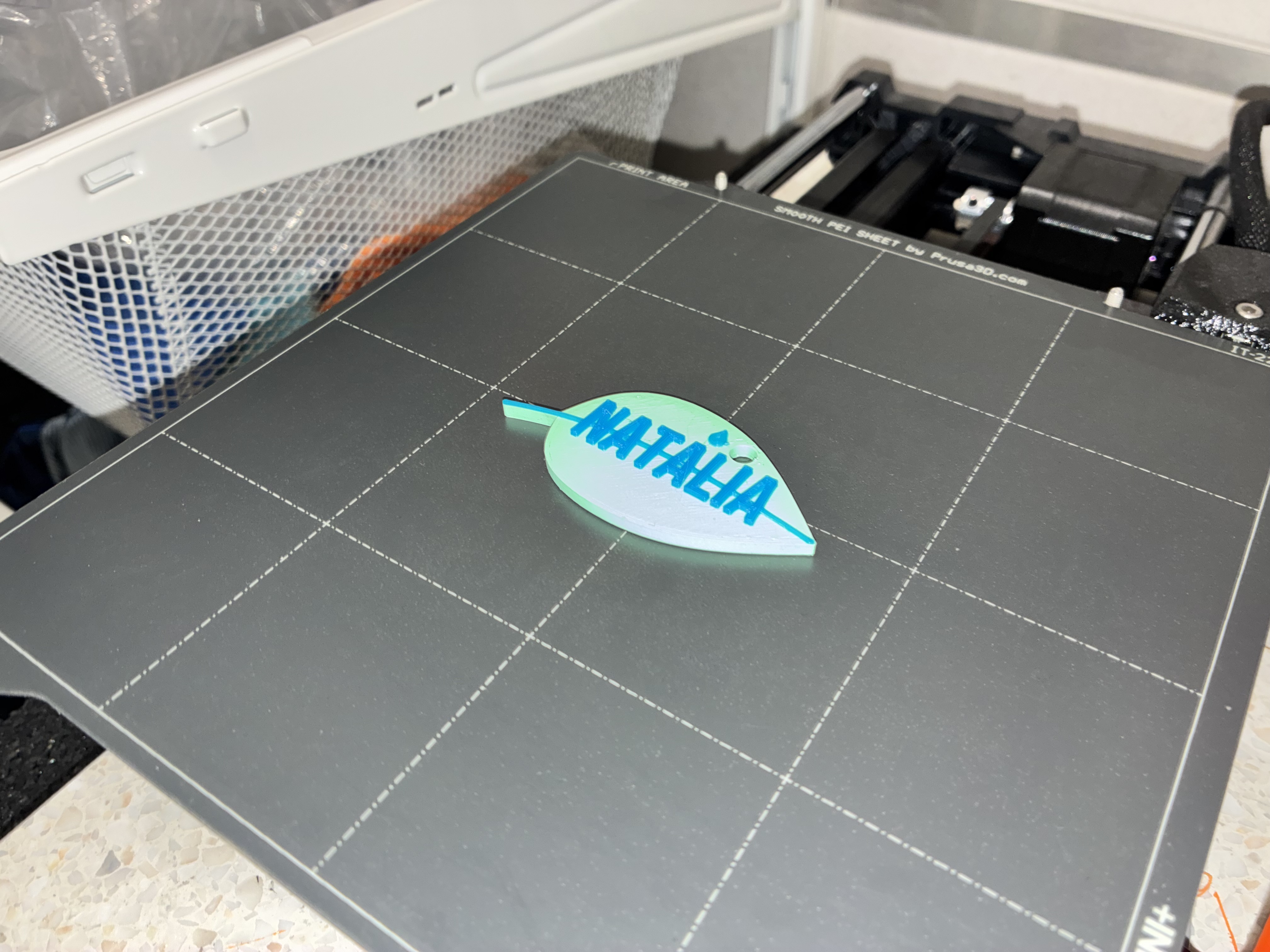 Natalia Leaf Keychain - Personalized Nature Tag & Bag Charm (No Supports, Prusa Mini Tested)