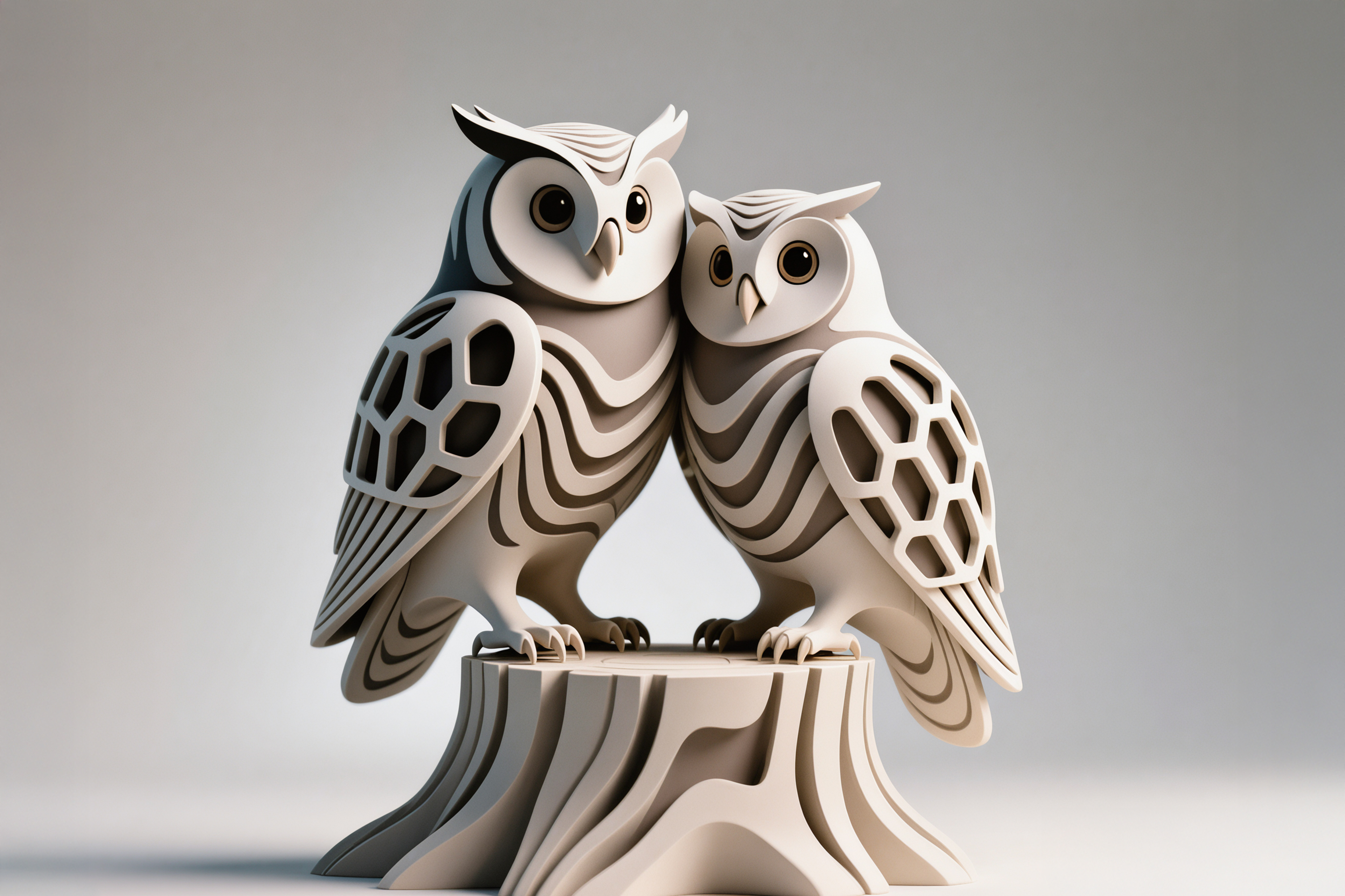 Owls on Treestump, Hexa Statue