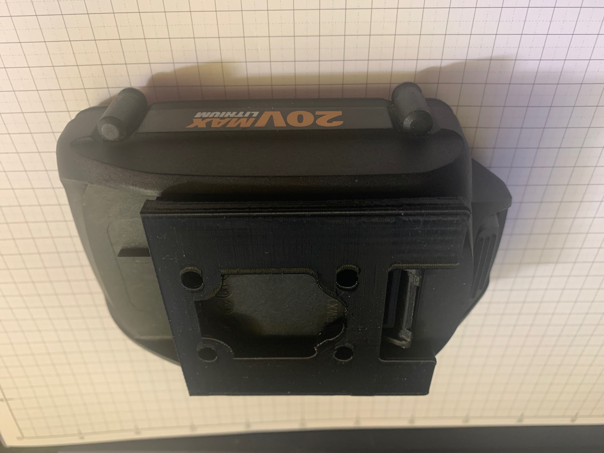 WORX 20V Battery wall or ceiling mounted holder (+ Battery status flag)