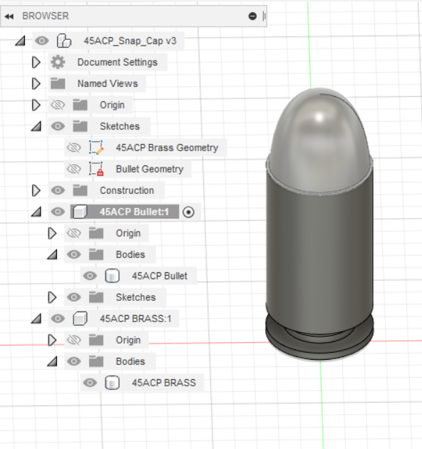 45ACP Snap Cap / Dummy Round