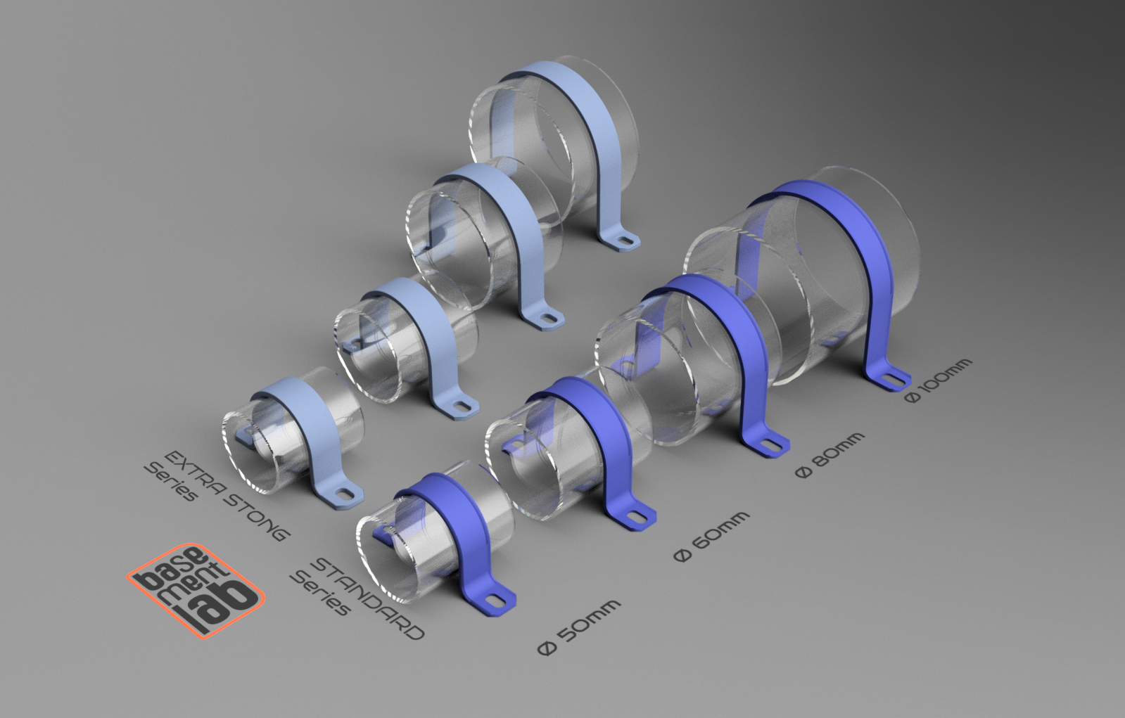 U-Strap Clamp - 2 Holes 50/60/80/100mm diameter