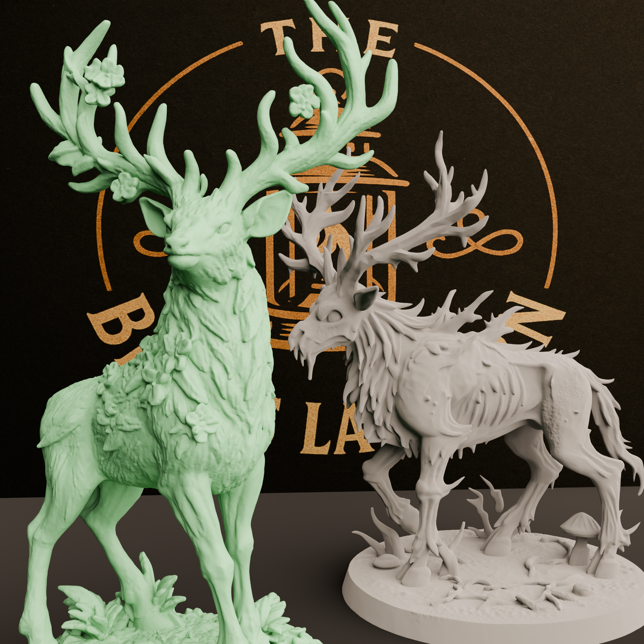Enchanted Stag and Cursed Stag - Brass Lantern Minis