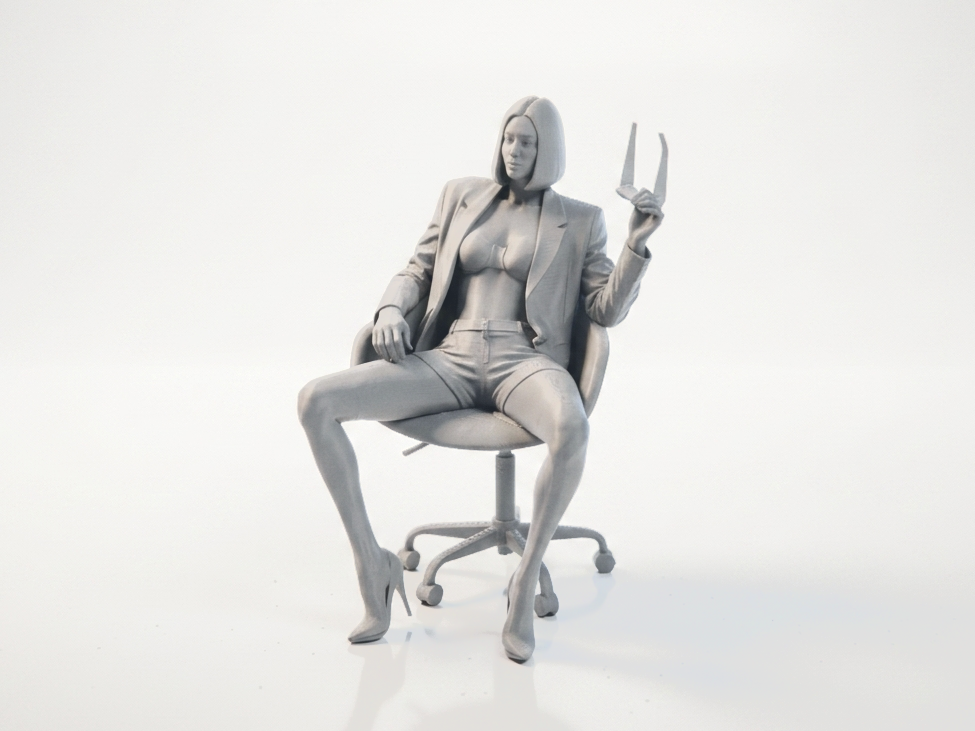 Sat Babe Female Figurine Office Desk 3D Printable