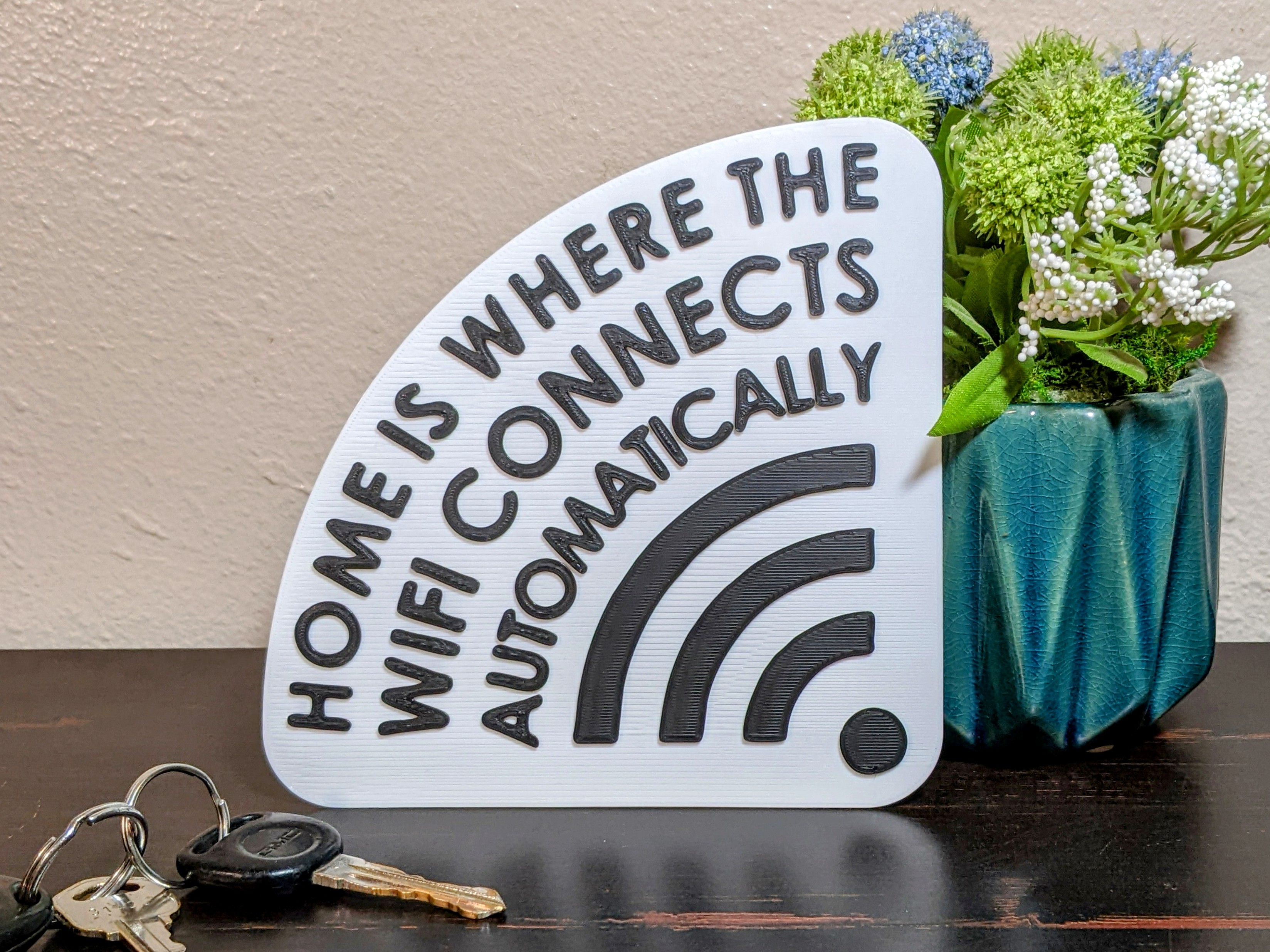 Home is Where the Wifi Connects Automatically Decor Keychain Magnet