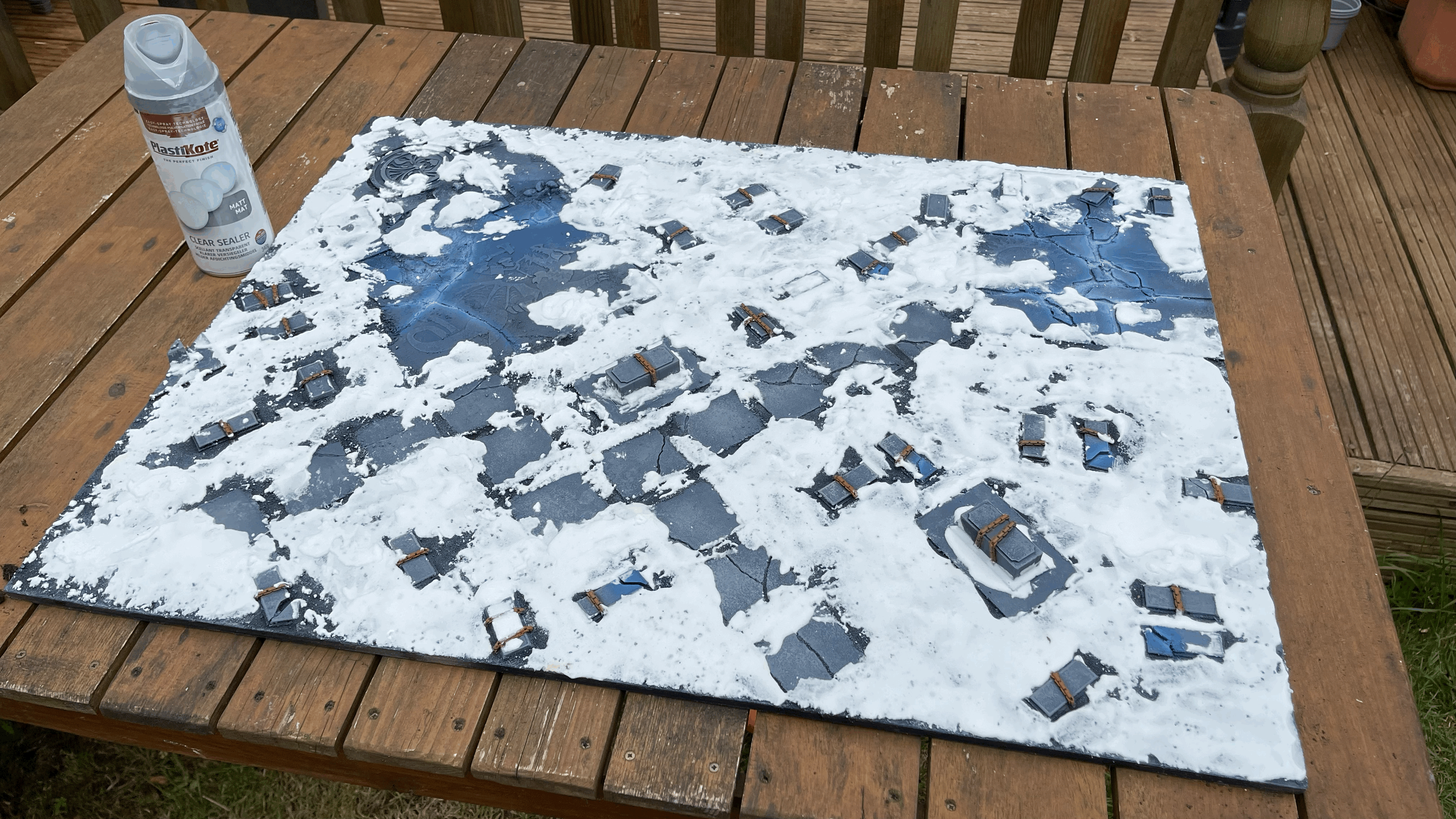 Cracked Floor Tiles and Coffin Terrain Pieces for Skirmish Wargame Board