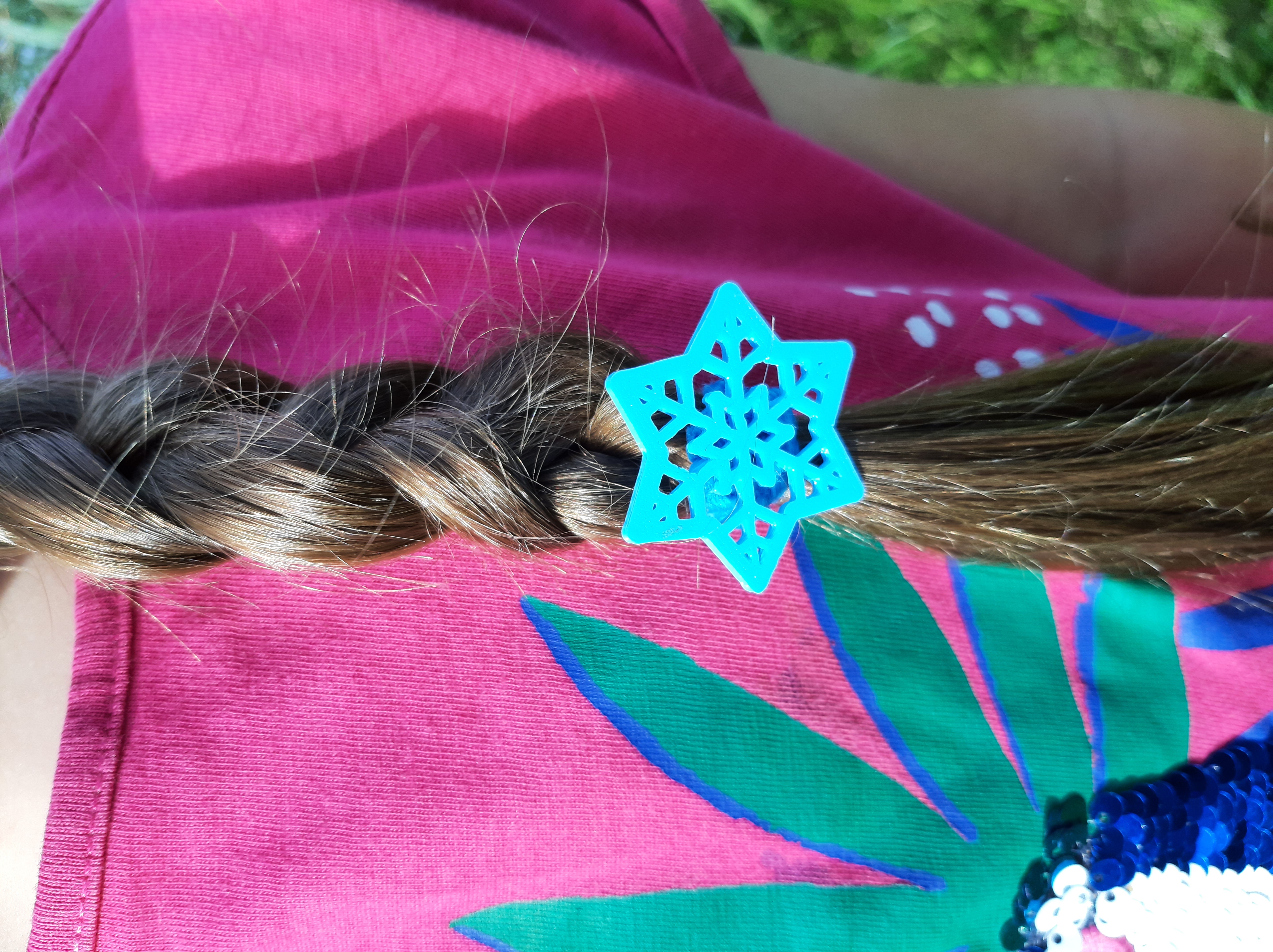Flocon de neige pour élastique à cheveux - Snowflake for hair tie - Copo de nieve para goma de pelo