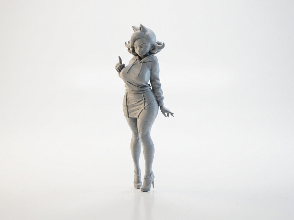 Busty Lady Cat Ears Anime Figurine 3D Printable