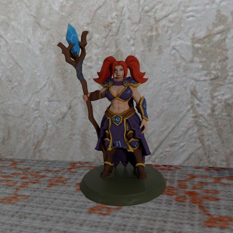 DND Female Mage Wizzard Supportfree Miniature FDMprinting