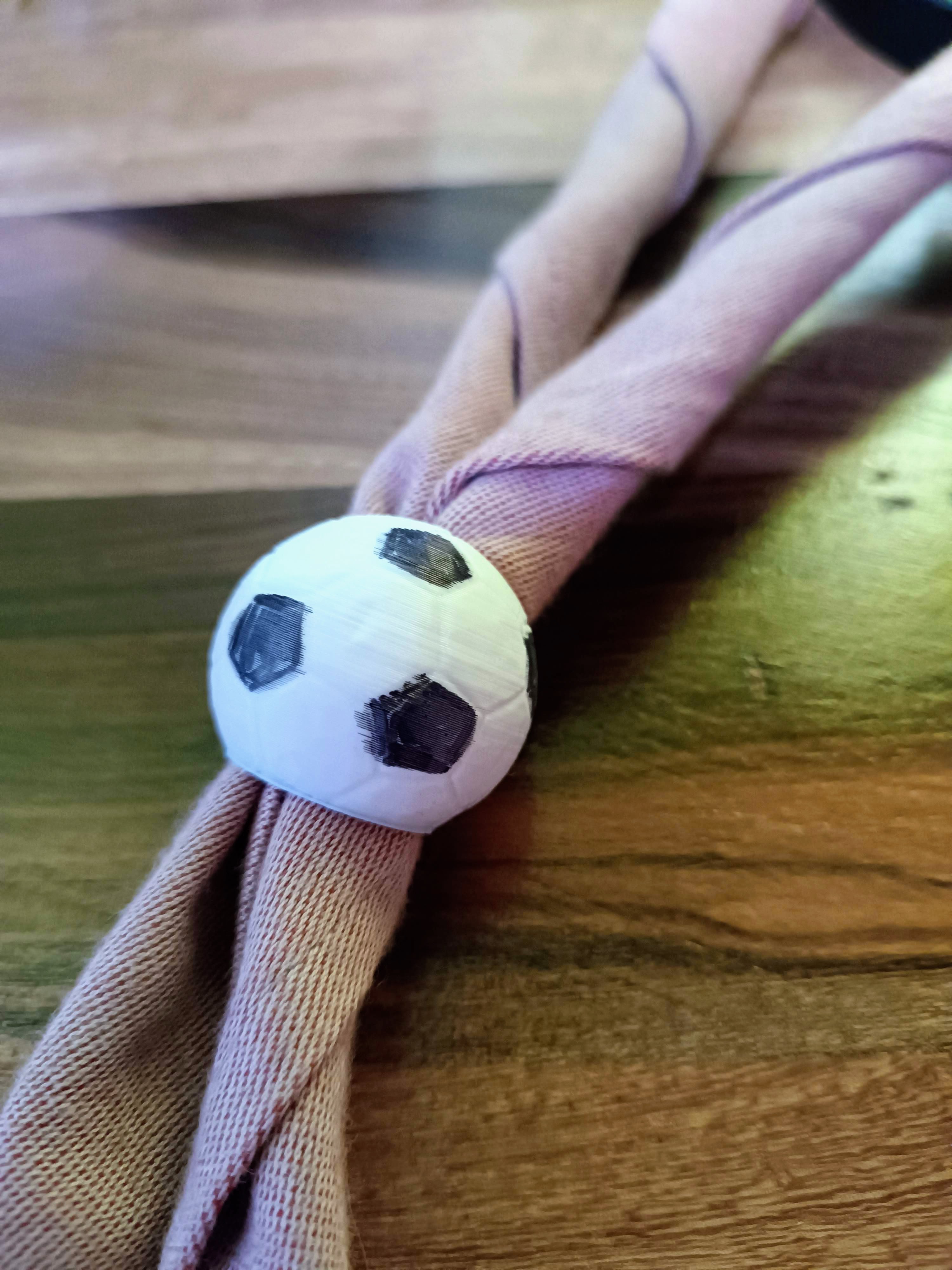 Soccer Ball woggle for Scouts or neckerchief . Canuto o pasa pañuelo
