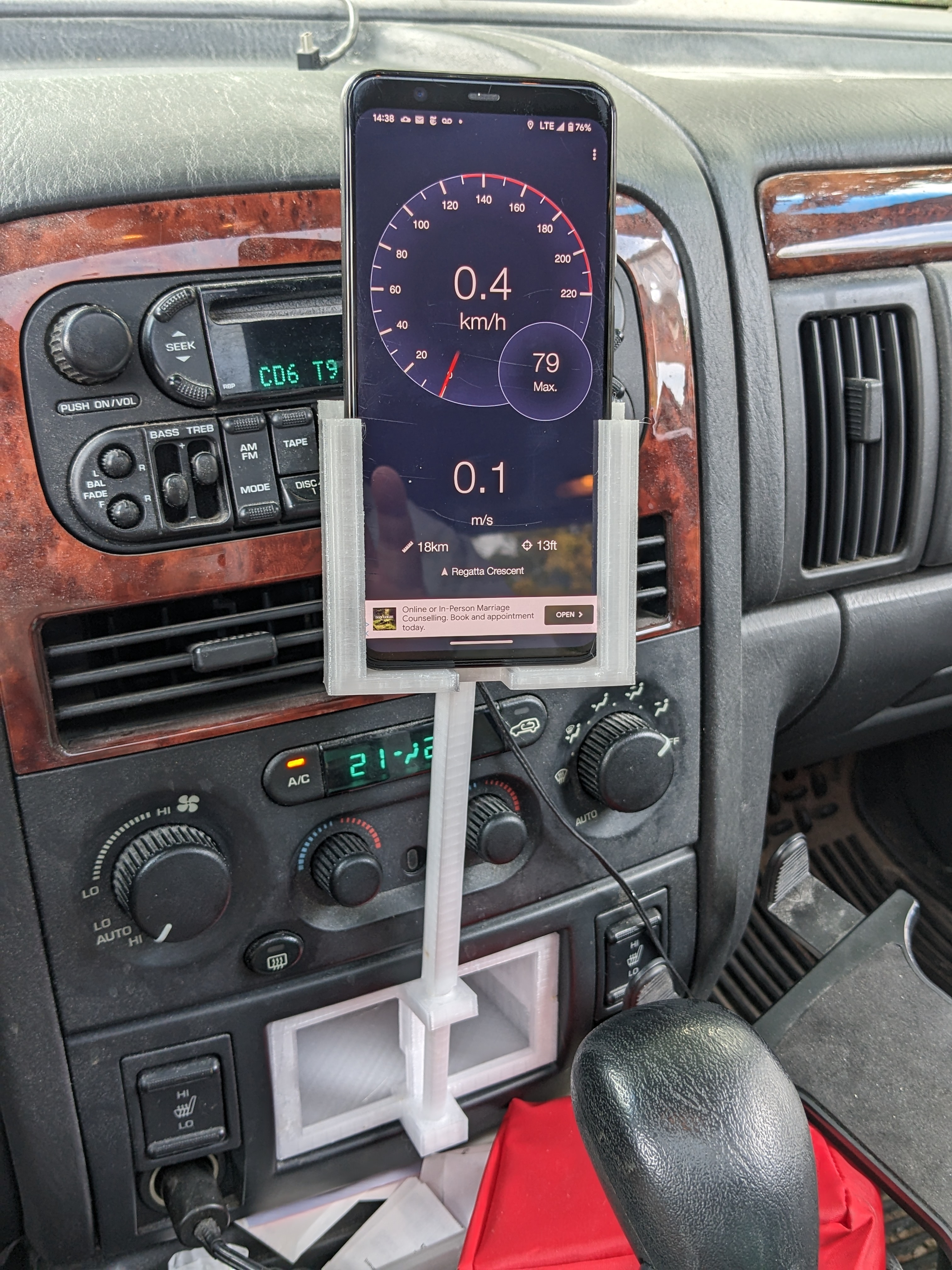 1999 to 2004 Jeep Grand Cherokee (WJ) cubby phone or tablet mount base